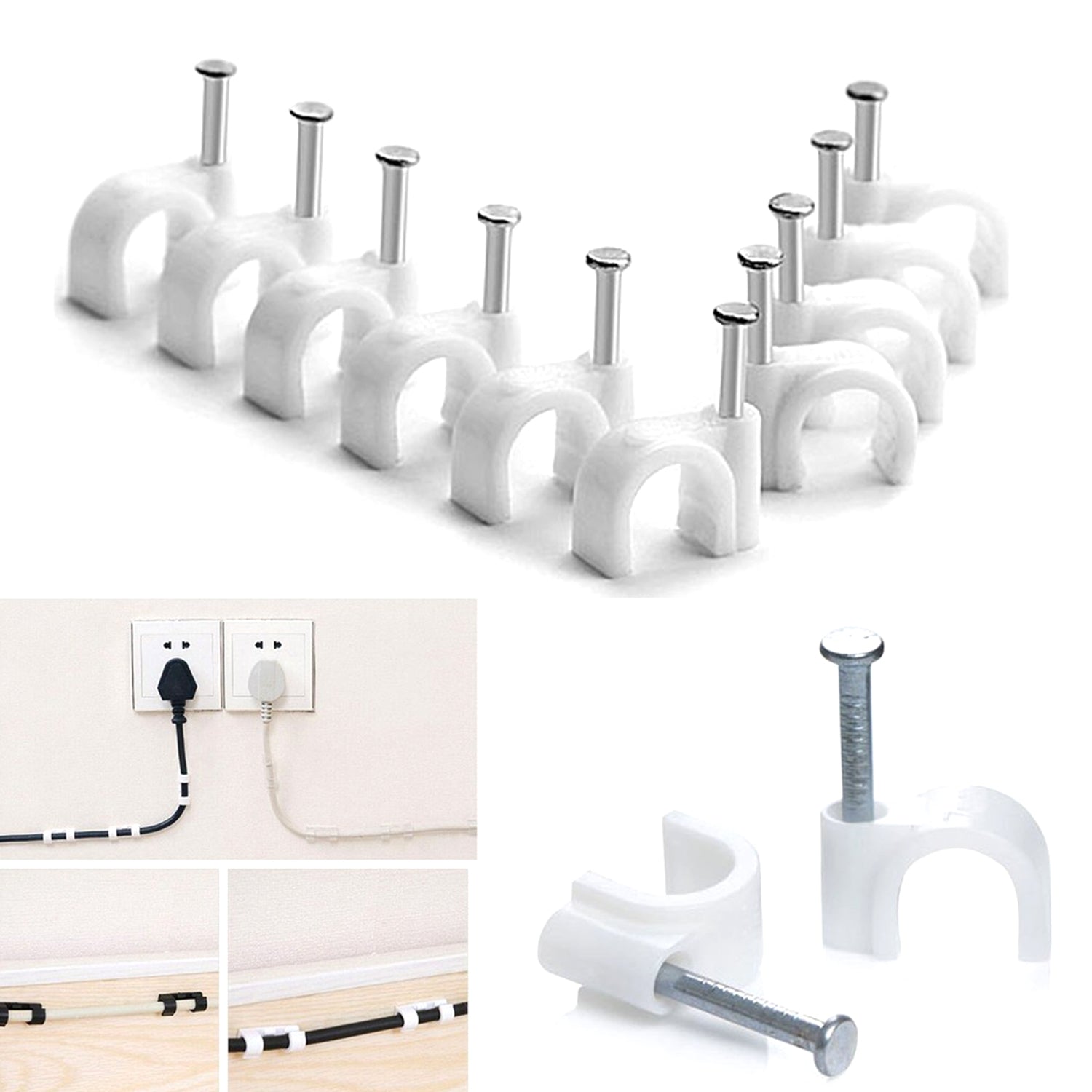 100 Pc 6 Mm Cable Clip Used In All Kinds Of Wires To Make Them Stuck And Holed In Walls Etc.