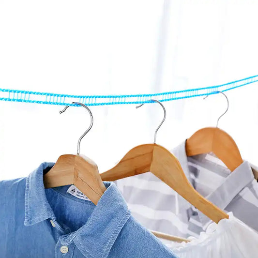 3 Meters Windproof Anti-slip Clothes Washing Line Drying Nylon Rope With Hooks Durable Camping Clothesline Portable Clothes Drying Line Indoor Outdoor Laundry Storage For Travel Home Use (3 Mtr.)