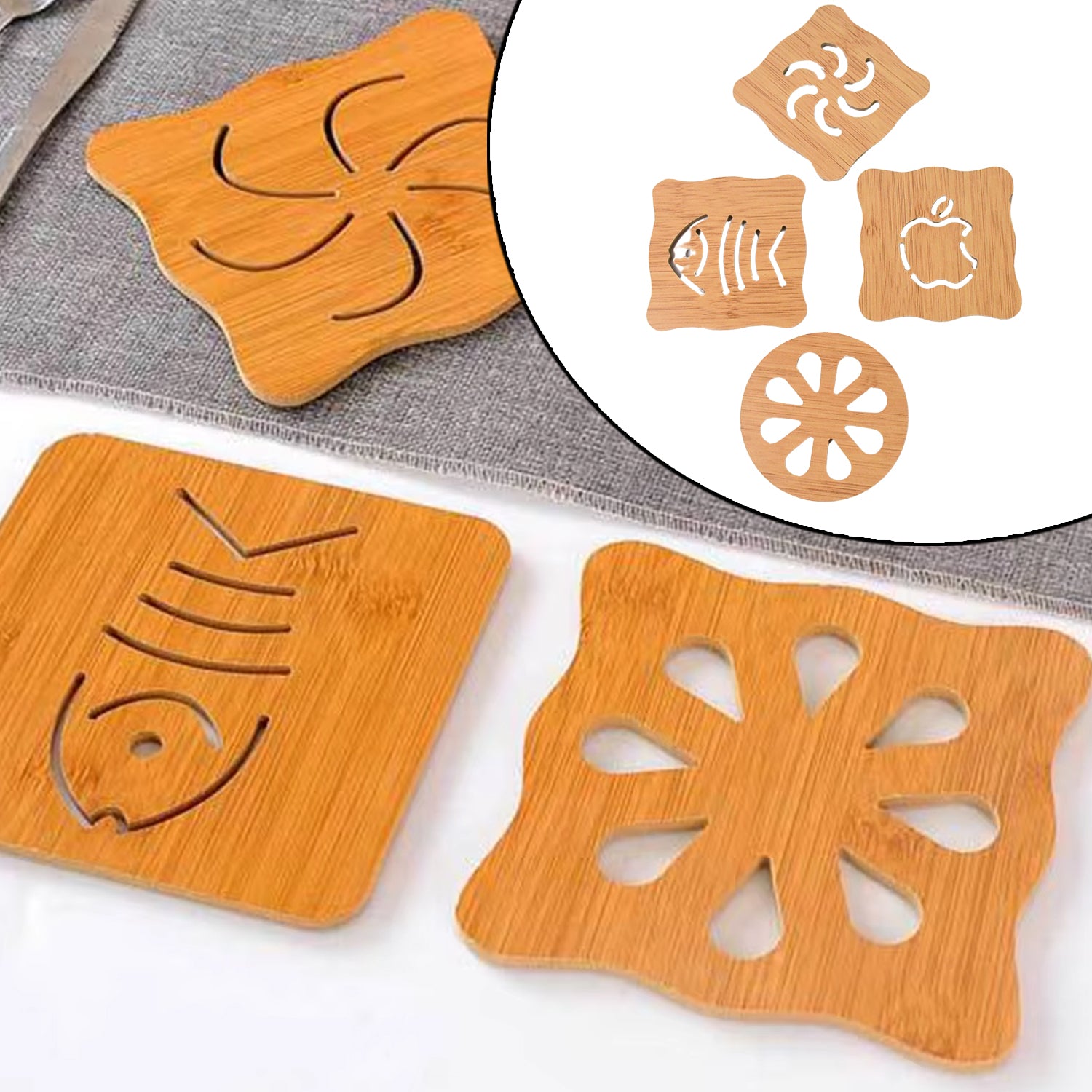 Wooden Table Coasters Tea Coasters (1 Pc  Mix Design)