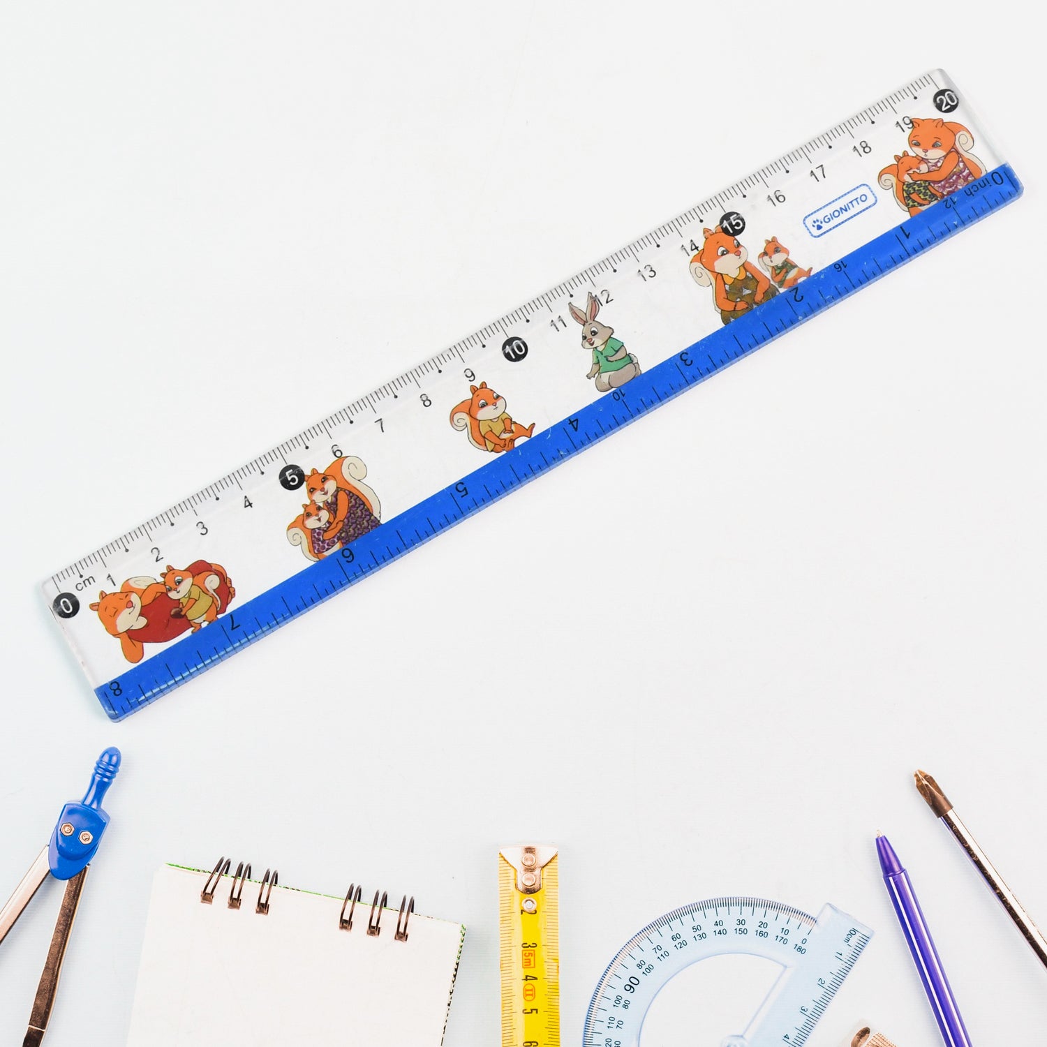 Cartoon Printed Plastic Ruler 20 Cm (1 Pc)