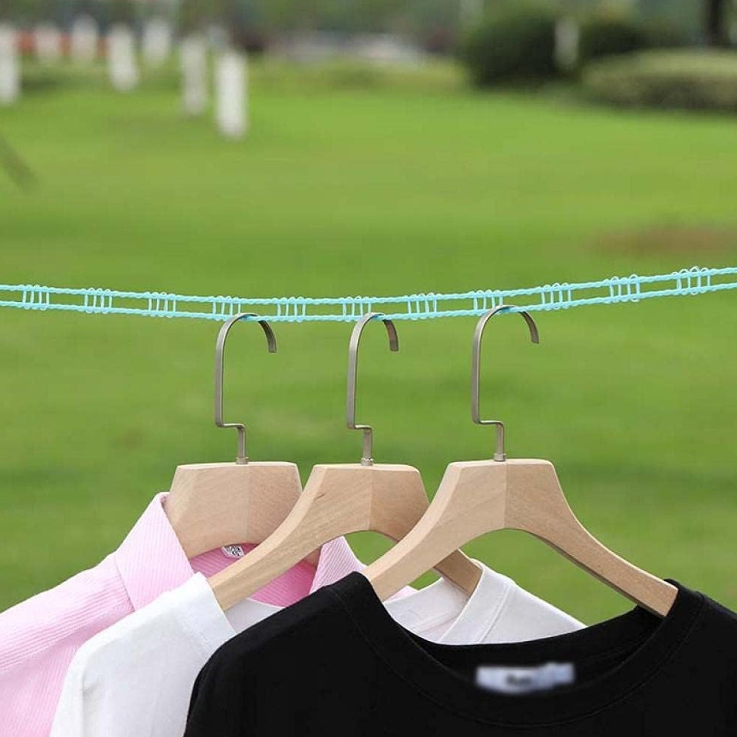 3 Meters Windproof Anti-slip Clothes Washing Line Drying Nylon Rope With Hooks Durable Camping Clothesline Portable Clothes Drying Line Indoor Outdoor Laundry Storage For Travel Home Use (3 Mtr.)