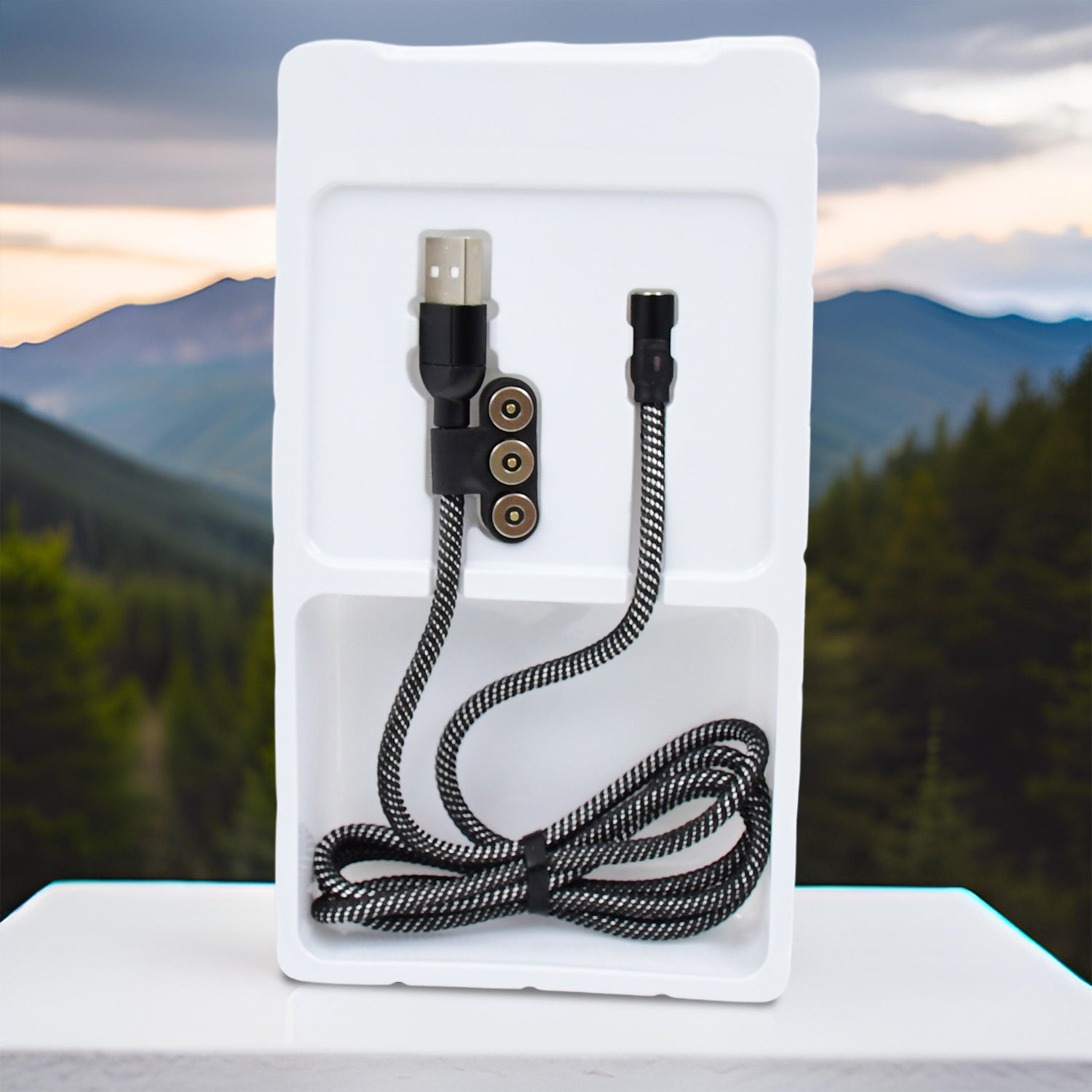 In 1 Magnetic Usb Charging Cable  Usb-c Android And Lightning With Extra Protecting Nylon Strong Magnetic Cable With Full Rotation Support Fast Charging