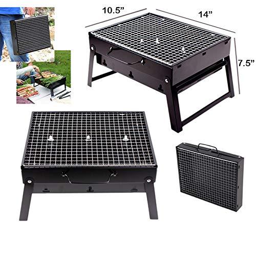 Folding Charcoal Barbecue Grill Oven – Portable Black Carbon Steel BBQ Grill for Outdoor Cooking