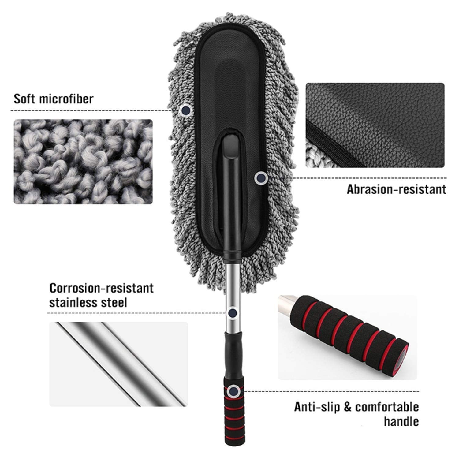 Car Duster Long Retractable soft non-slip handle Multipurpose Microfiber Wash Brush Vehicle Interior And Exterior Cleaning Kit With For Car Boats Or Home