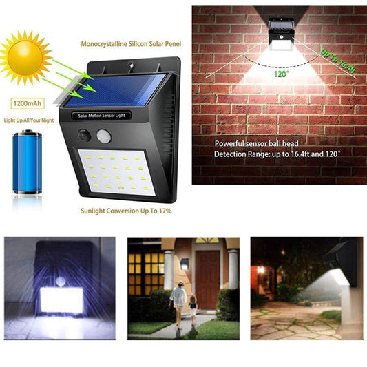 Solar Security Led Night Light For Home Outdoor garden Wall (Black) (20-led Lights)