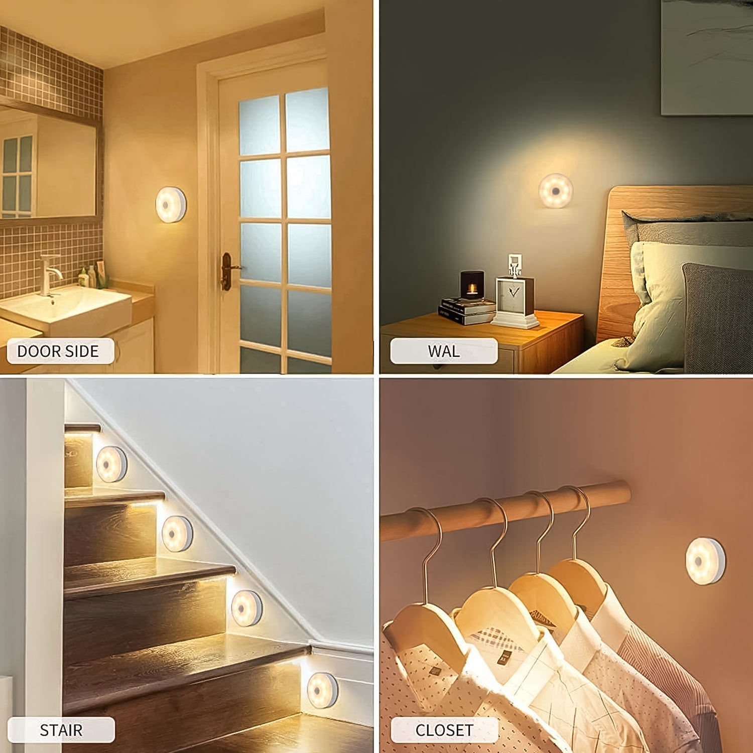 8 Led Night Lights With Usb Charging  Double-sided Adhesive Pads(1 Pc)