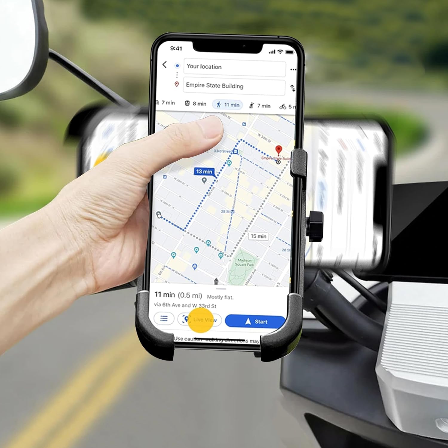 Full Metal Body Bike  Scooty 360 Degree Rotating Mobile Holder Stand For Bicycle Motorcycle Scooty For Maps And Gps Navigation Fits All Smartphones (1 Pc)