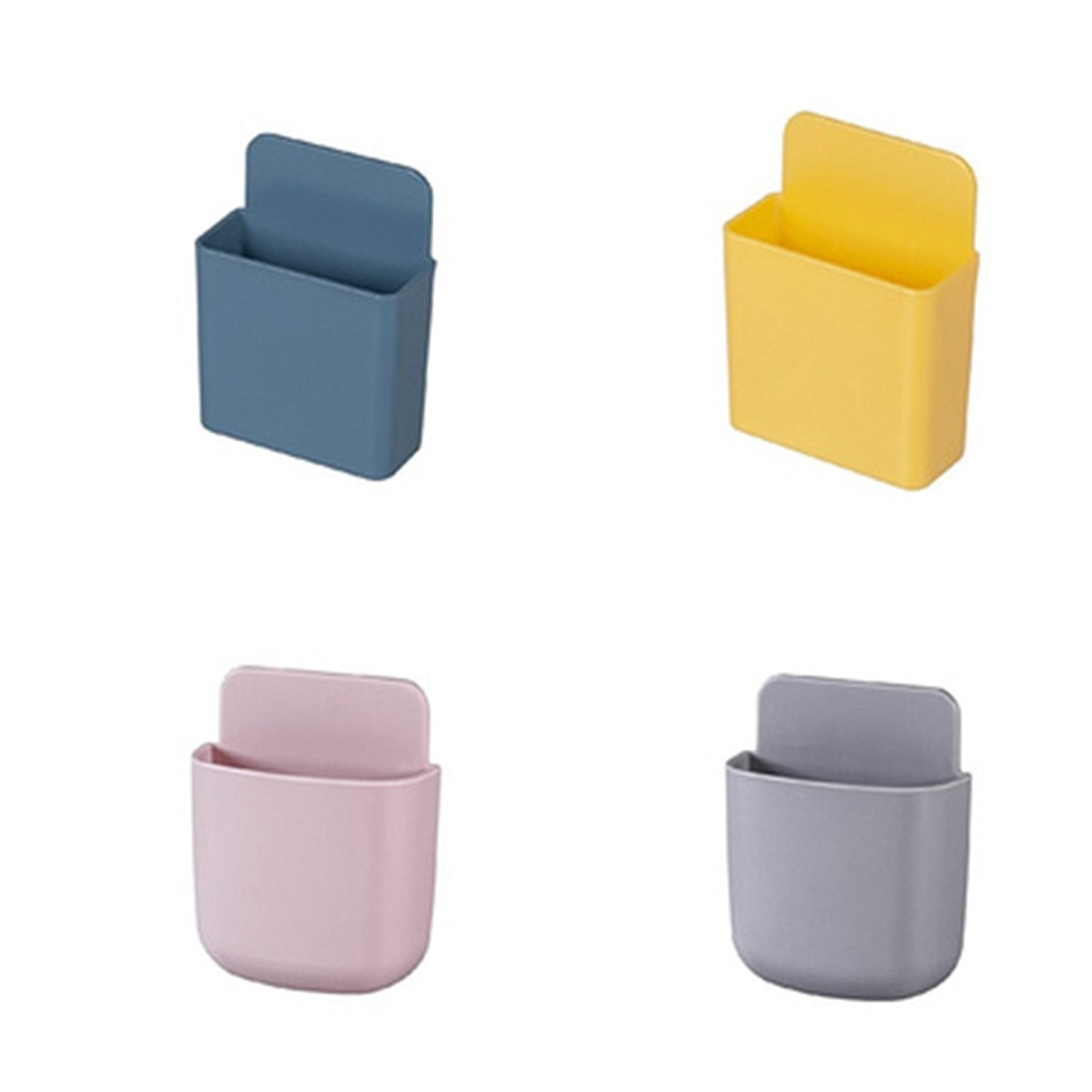 Wall Mounted Storage Case With Mobile Phone Charging Port Plug Holder - Pack Of 4 Pcs
