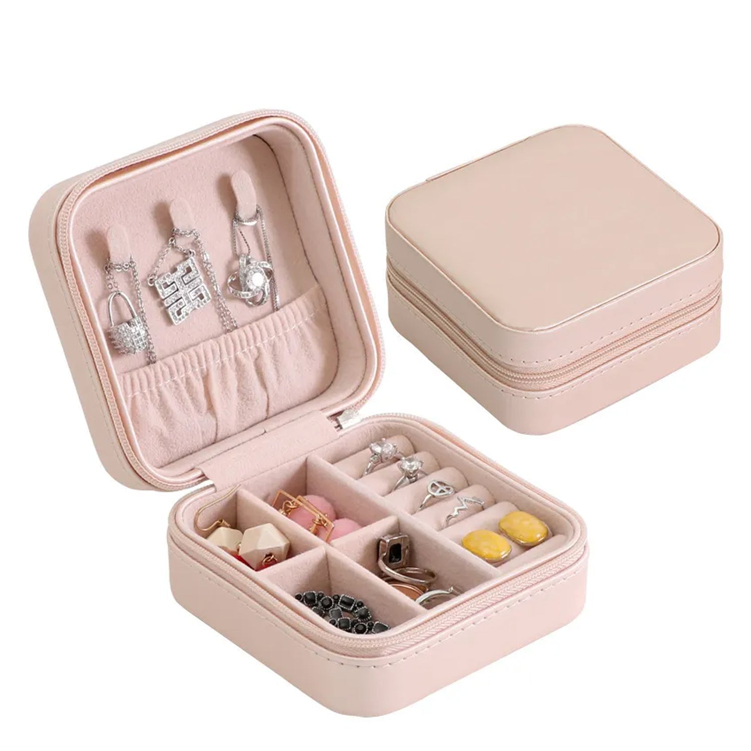 Jewellery Box For Women Mini Portable Jewelry Box Organizer Leather  Display Holder Small Travel Jewellery Box For Girls Women Mother Daughte Travel Ring Pendant Earring Necklace Storage Case