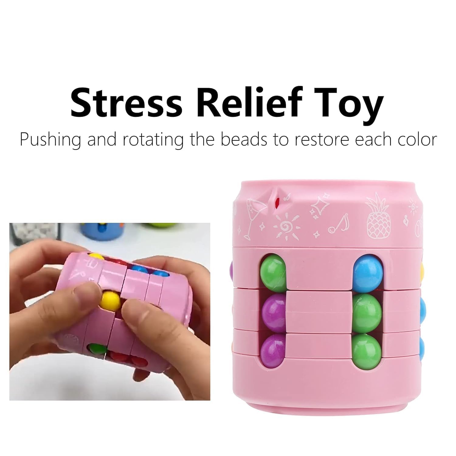 Magic Rainbow Puzzle Ball, Magic Bean Toy, Rotating Small Beads Fidget Cube Toys for Children, Football Cube 3D Puzzle Intelligence Fidget Toy