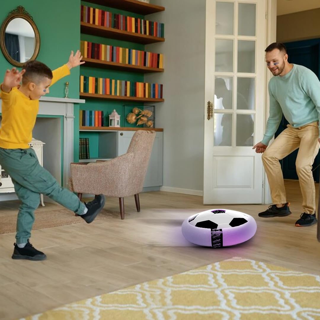 Rechargeable Floating Hover Football with Colorful Flash Light Effect | Indoor Pro Air Football for Kids | Assorted Color, Power Source: Lithium Battery | USB Cable (Included)