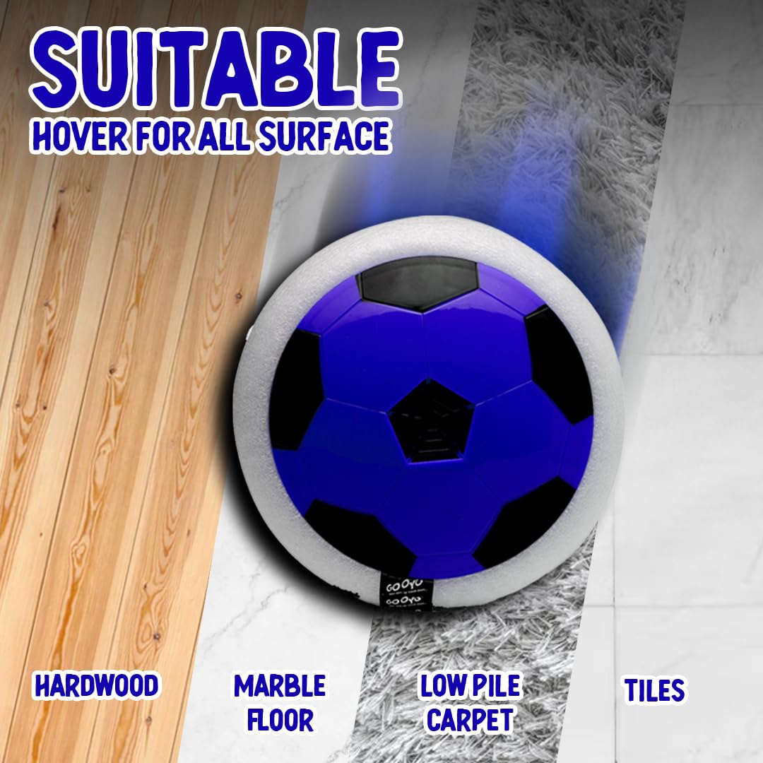 Rechargeable Floating Hover Football with Colorful Flash Light Effect | Indoor Pro Air Football for Kids | Assorted Color, Power Source: Lithium Battery | USB Cable (Included)