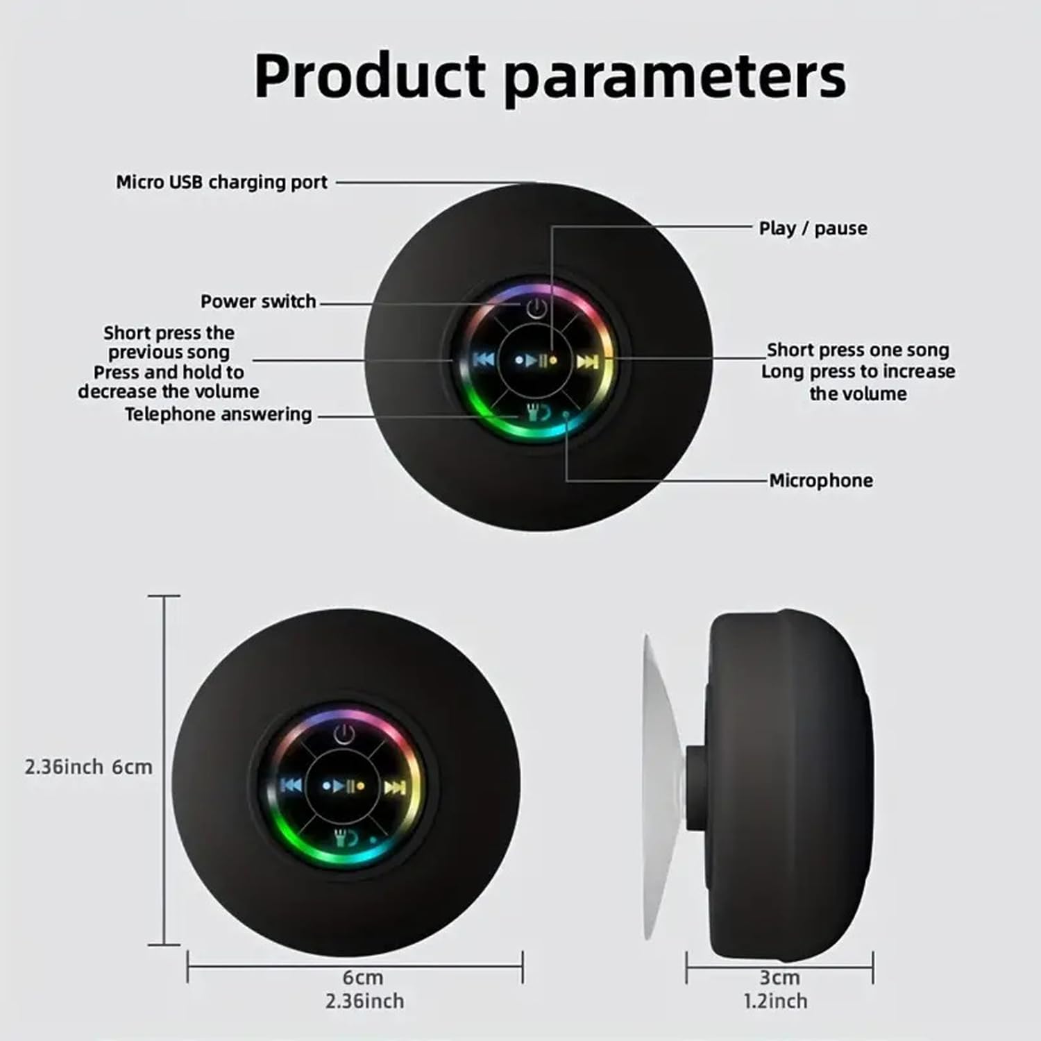 Large Suction Cup Waterproof Bluetooth Speaker
