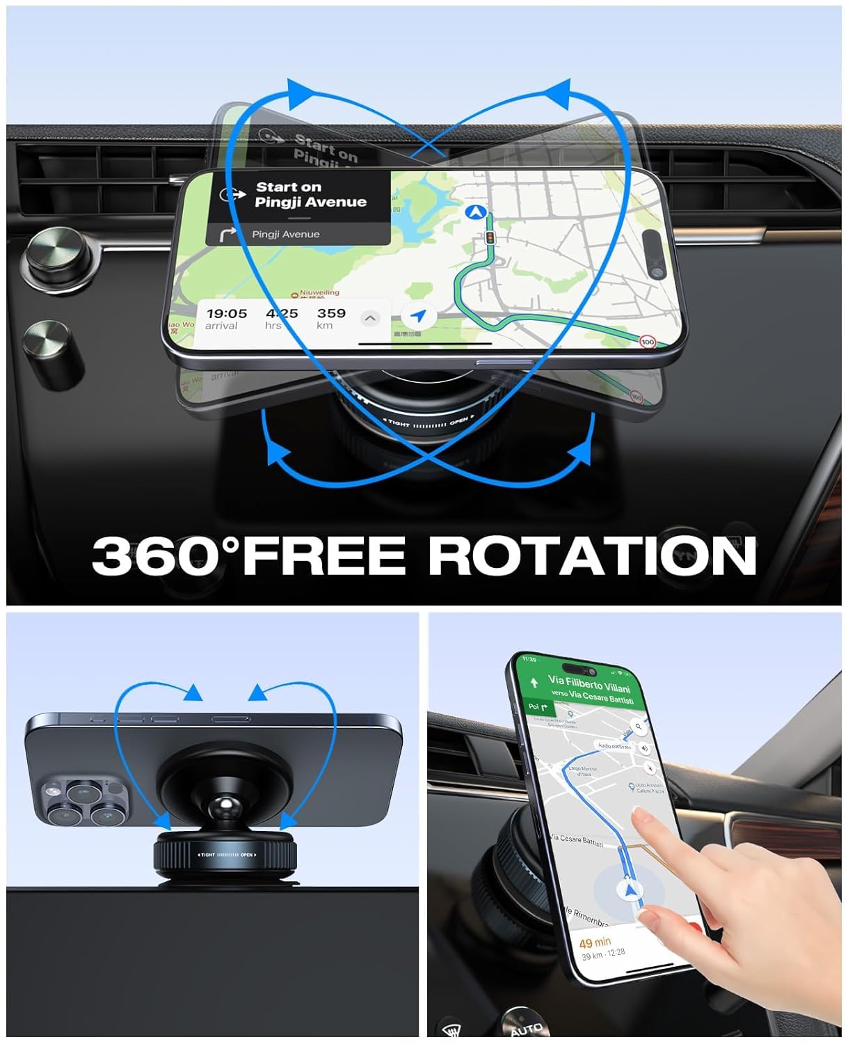 Vacuum Magnetic Suction Cup Phone Mount with 360 Degree Rotation