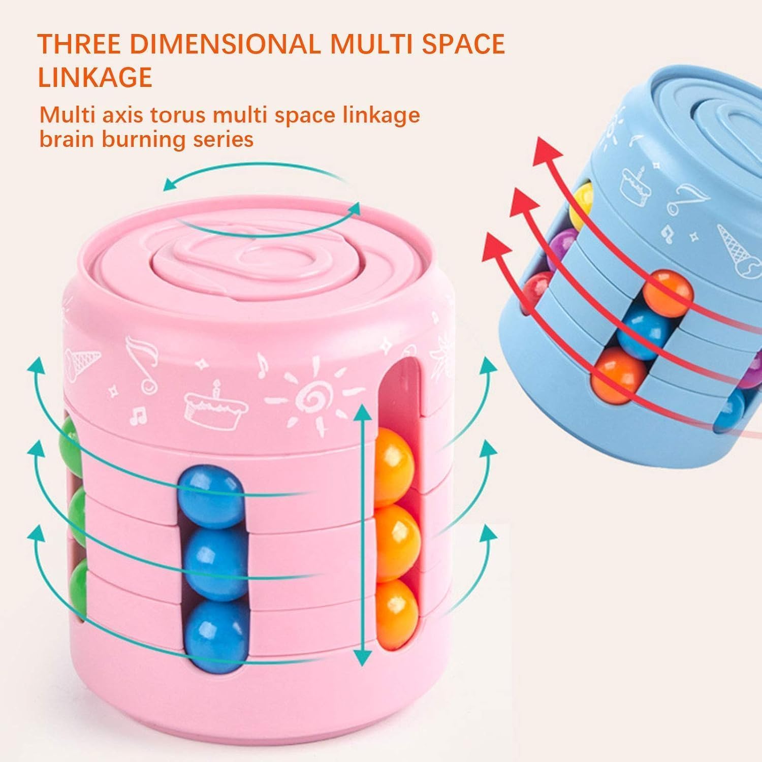 Magic Rainbow Puzzle Ball, Magic Bean Toy, Rotating Small Beads Fidget Cube Toys for Children, Football Cube 3D Puzzle Intelligence Fidget Toy