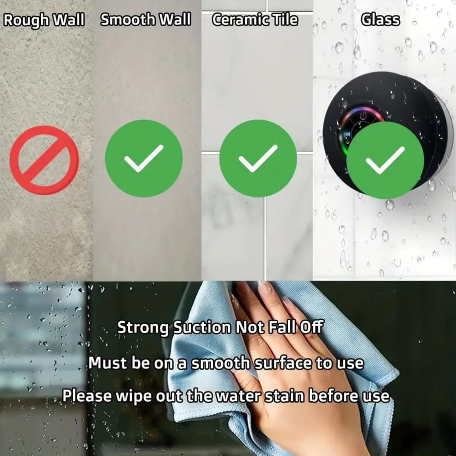 Large Suction Cup Waterproof Bluetooth Speaker