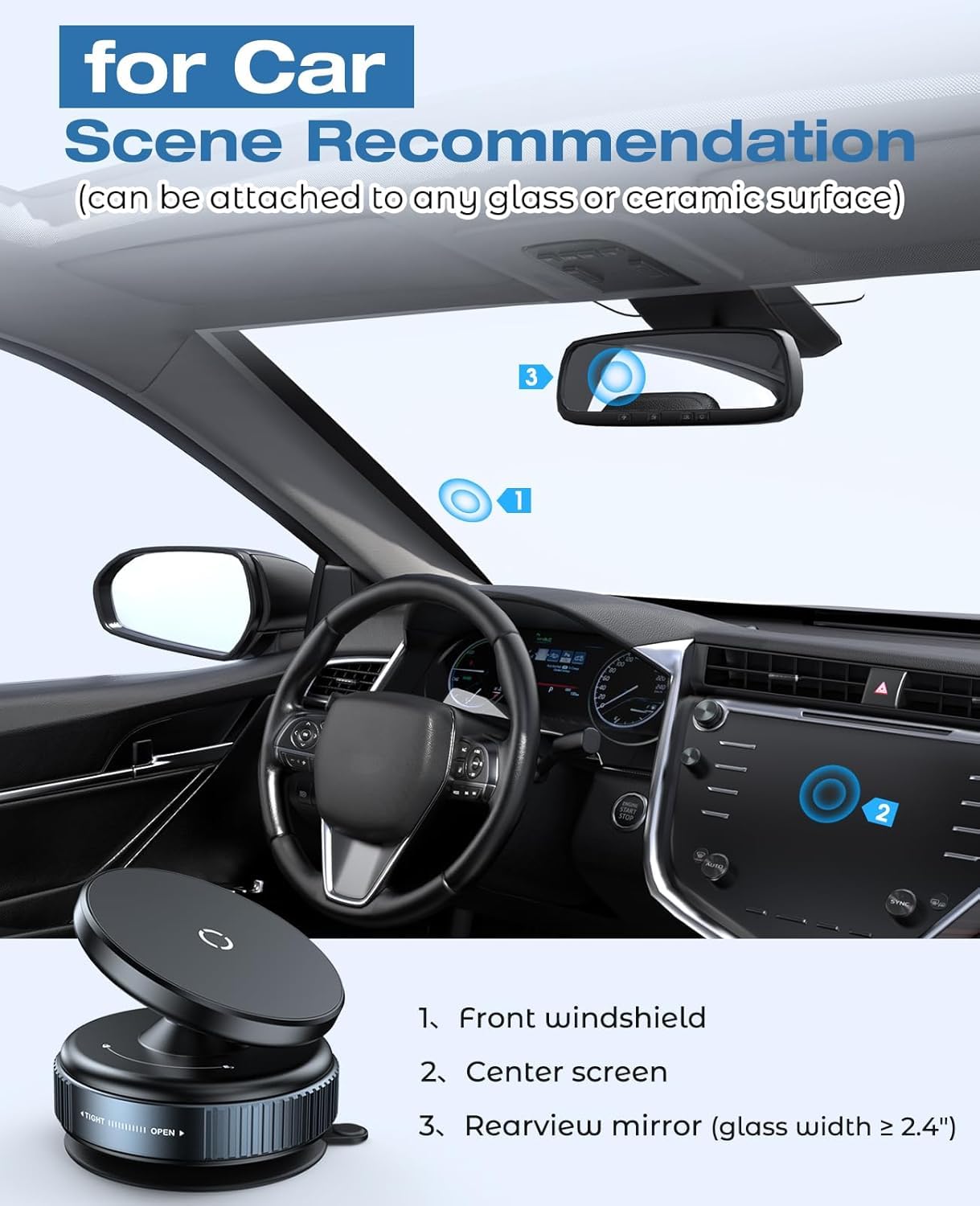 Vacuum Magnetic Suction Cup Phone Mount with 360 Degree Rotation