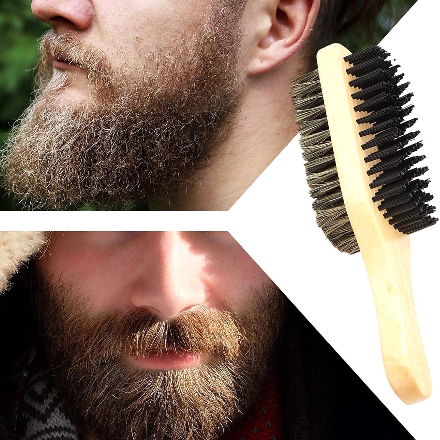 2 In 1 Dual Side Hair Bristle Beard Brush For Men Beard Comb (1 Pc)