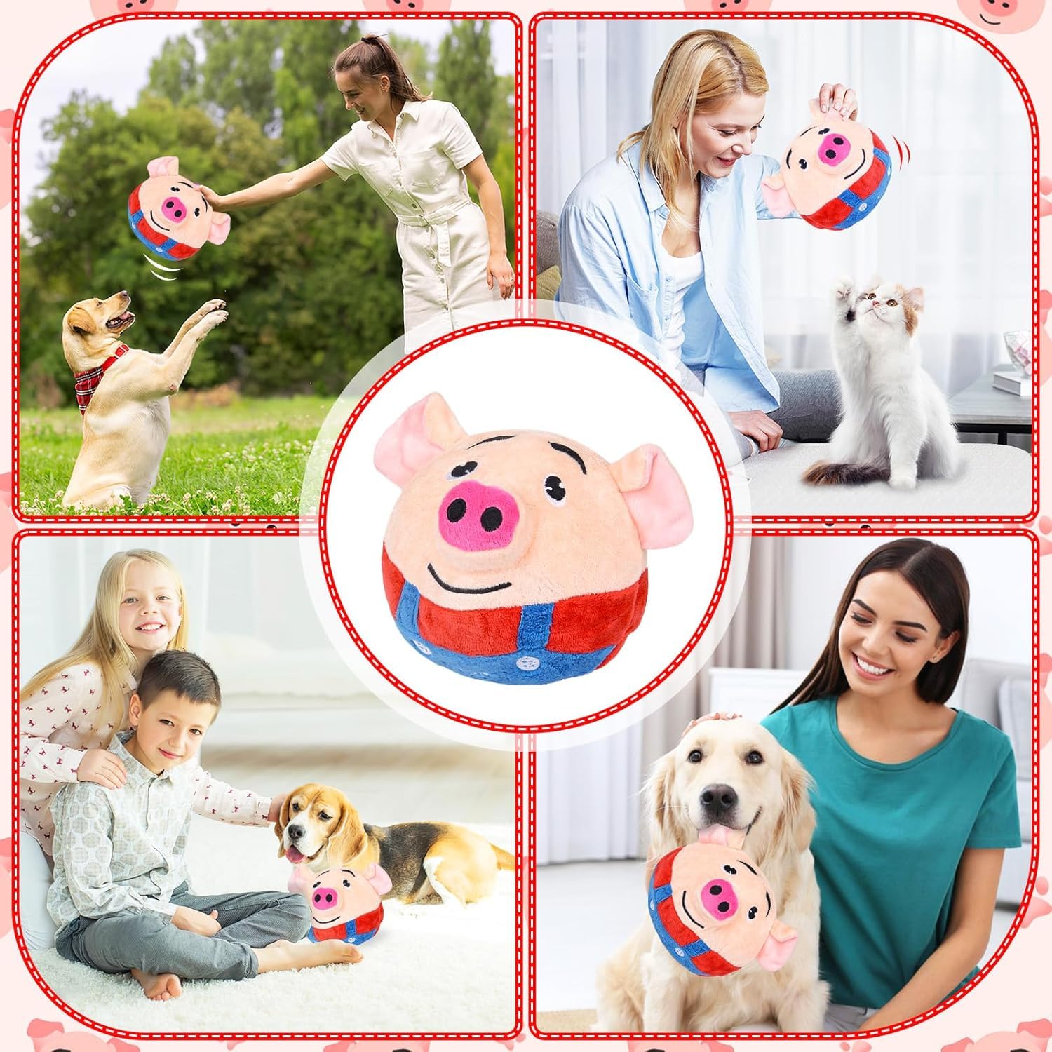 Cute Electric Toy 72 Songs Recordable Cartoon Jump Pig Kids Toys Gifts Red, Dancing and Singing Piglet, Active Moving Plush, Moving Interactive Dog Plaything, Washable Cartoon Pig Plaything, Plush Sound Electronic Shake