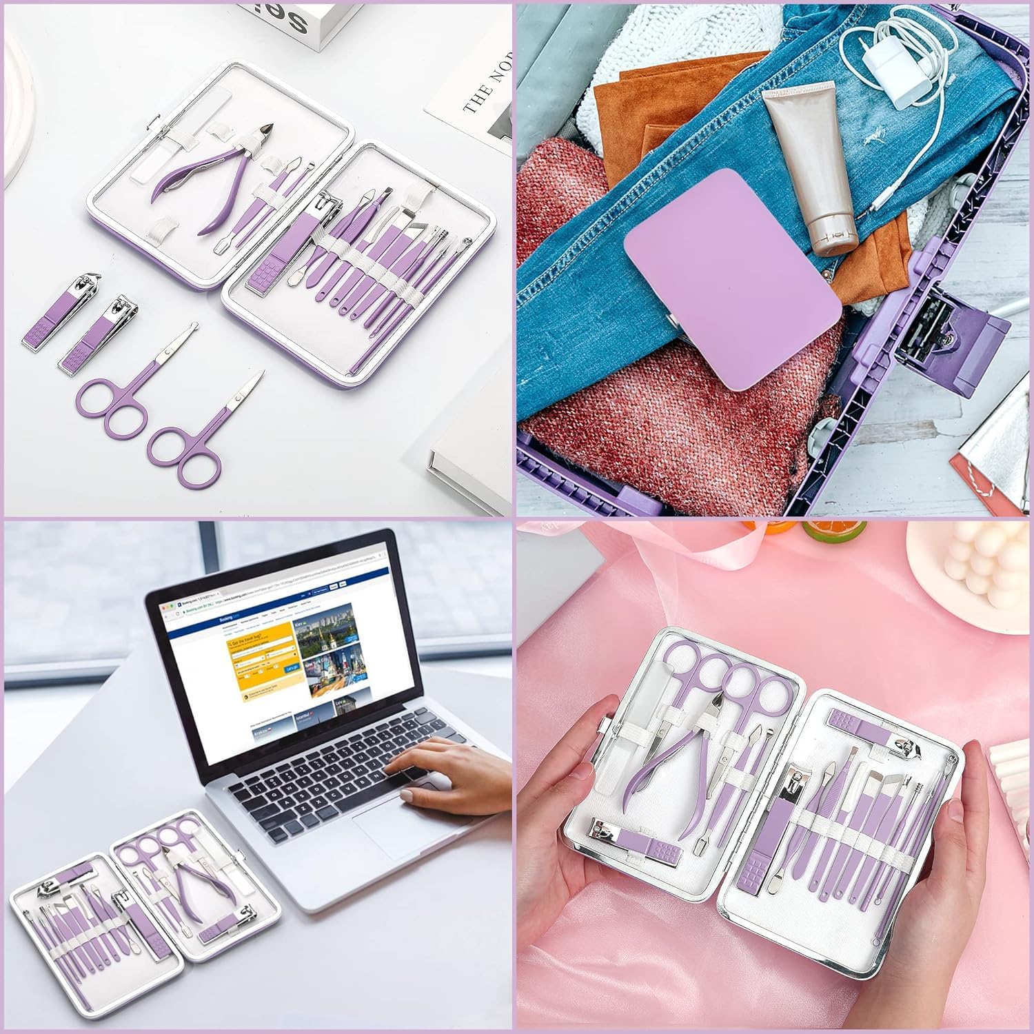 16 Piece Manicure Set - Professional Grooming Kit for Nails, Cuticles & Personal Care