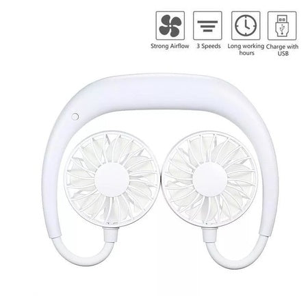 Portable Usb Battery Rechargeable Mini Fan - Headphone Design Wearable Neckband Fan