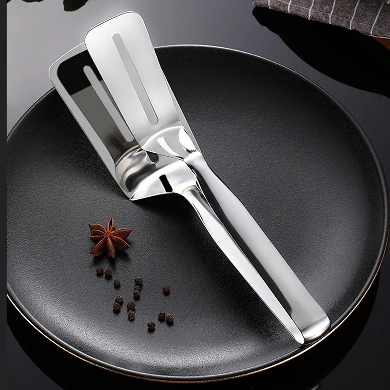 Multifunction Cooking Serving Turner Frying Food Tong. Stainless Steel Steak Clip Clamp Bbq Kitchen Tong.
