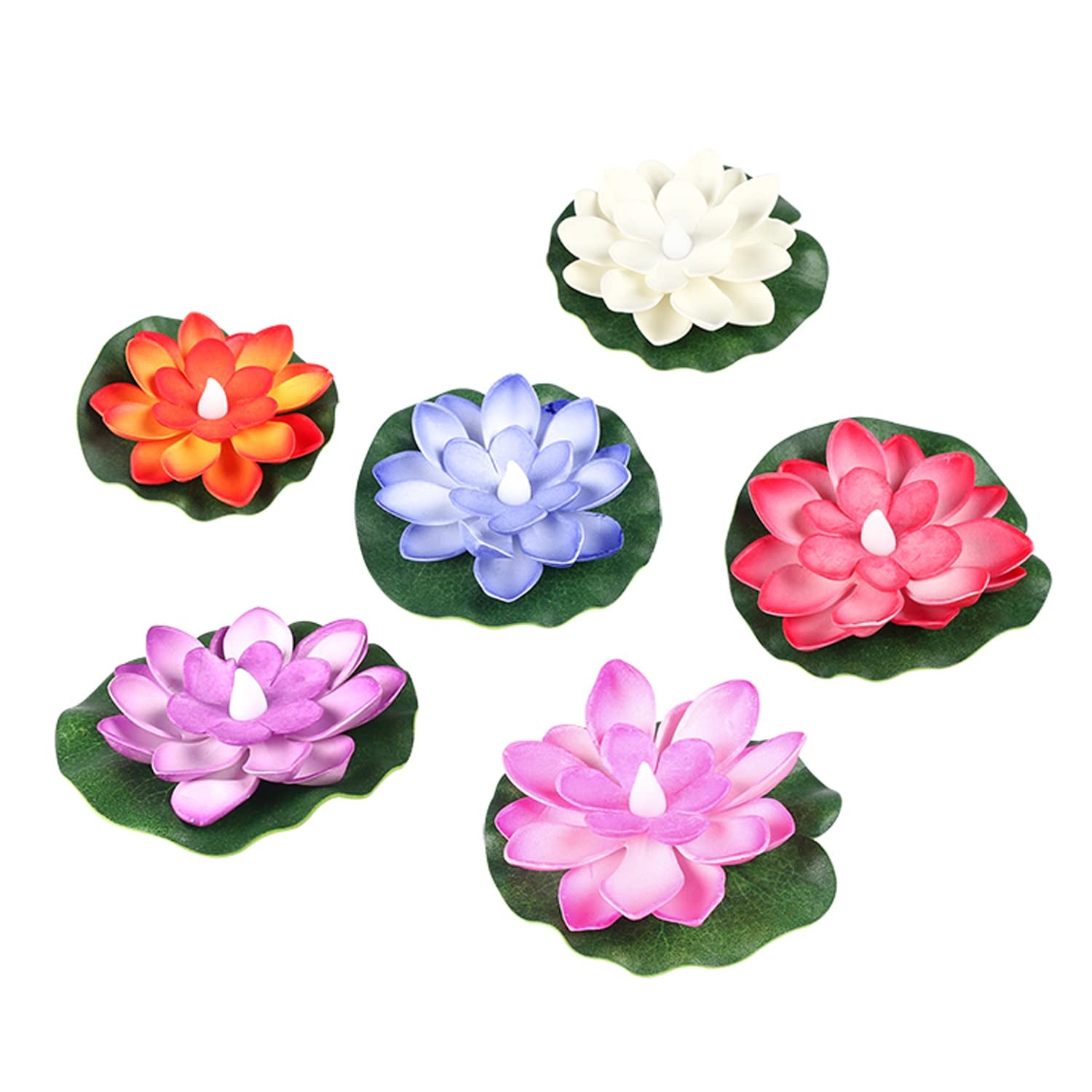 Water Floating Smokeless Candles  Lotus Flowers Sensor Led Tealight For Outdoor And Indoor Decoration - Pack Of 6 Candle Candle (Pack Of 6)