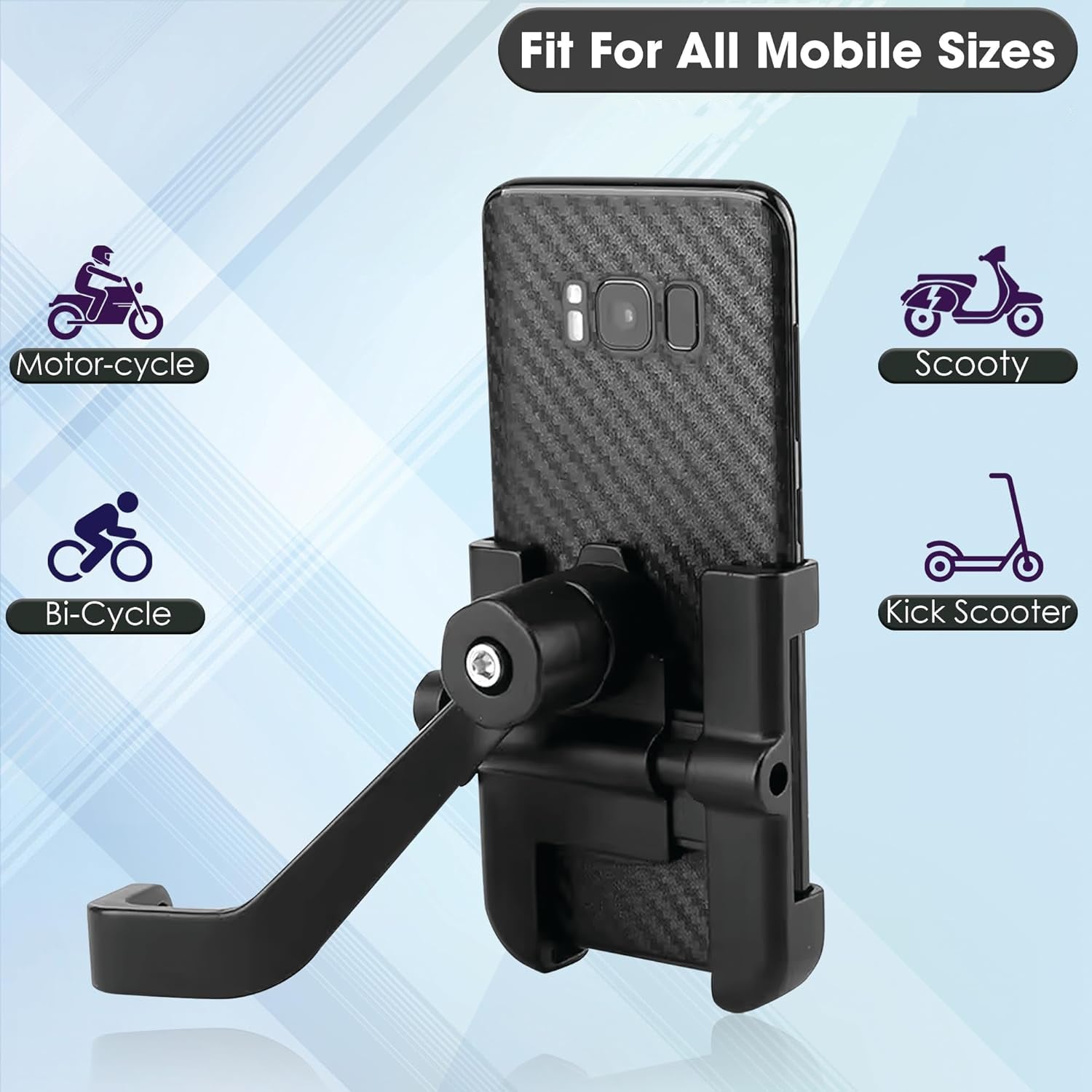 Full Metal Body Bike  Scooty 360 Degree Rotating Mobile Holder Stand For Bicycle Motorcycle Scooty For Maps And Gps Navigation Fits All Smartphones (1 Pc)