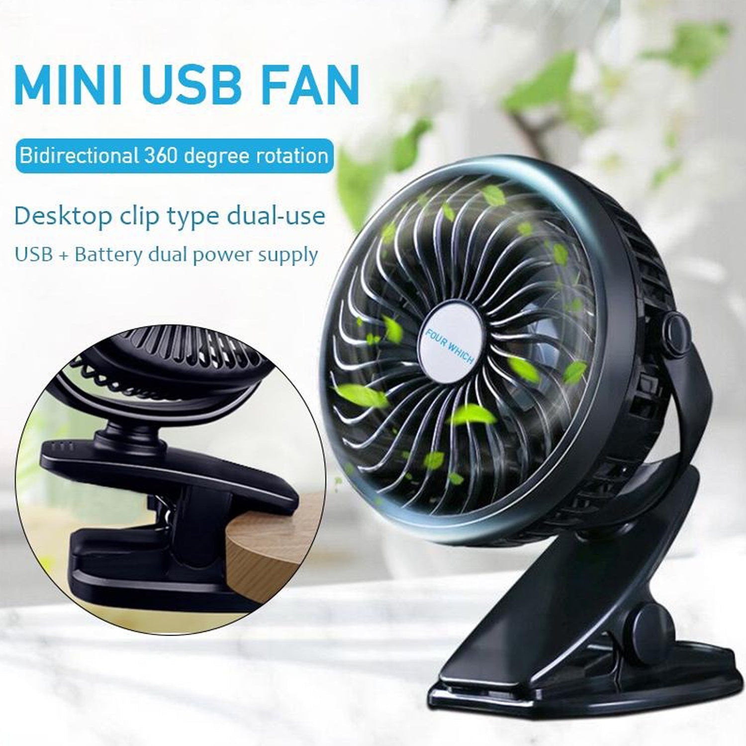Mini Usb Clip Fan Widely Used In Summers For Cool Down Rooms And Body Purposes. (Battery Not Include)