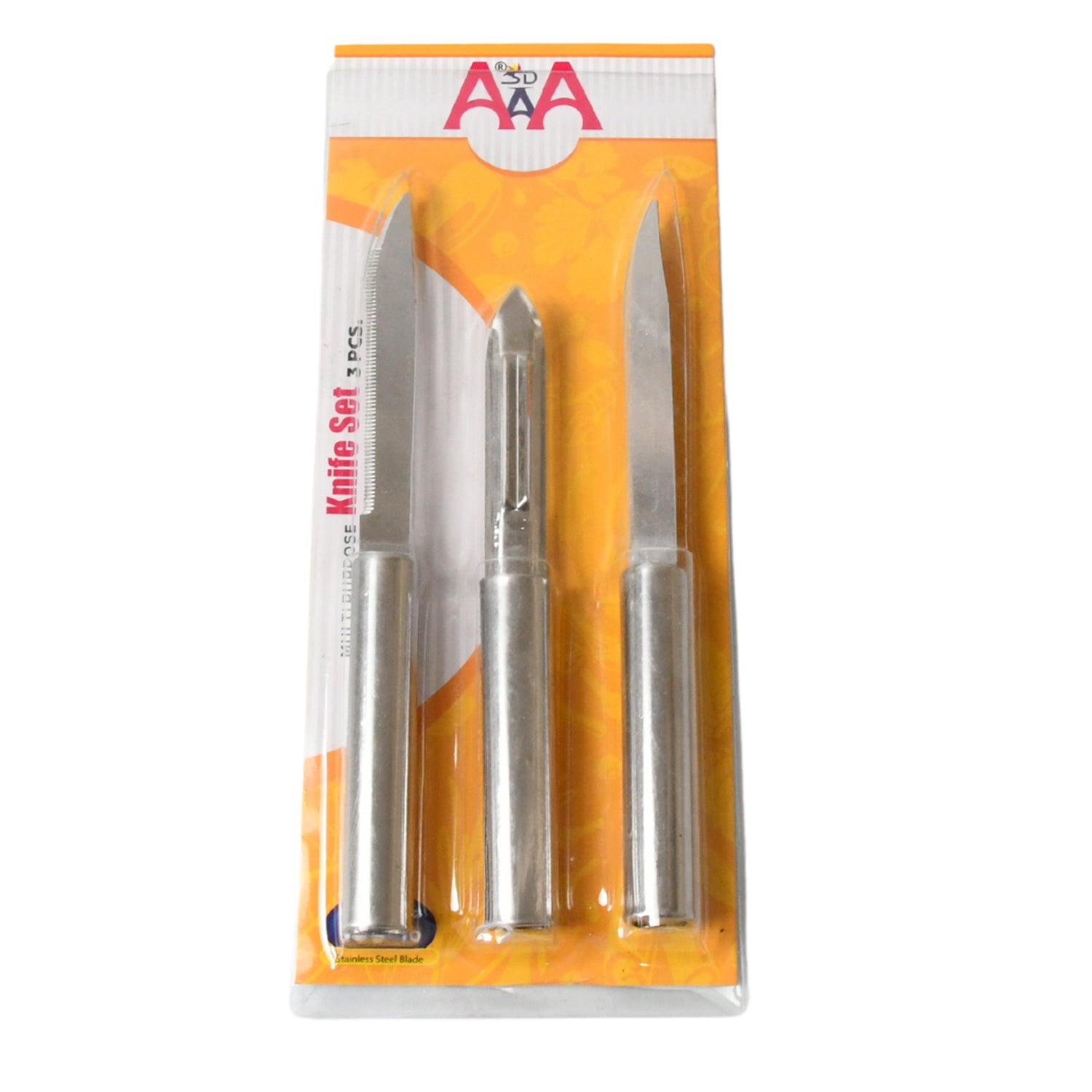 Stainless Steel Multipurpose Sharp Cutting Knife With Non-slip Handle For Fruit Meat And Vegetable Chopping (Pack Of 3)