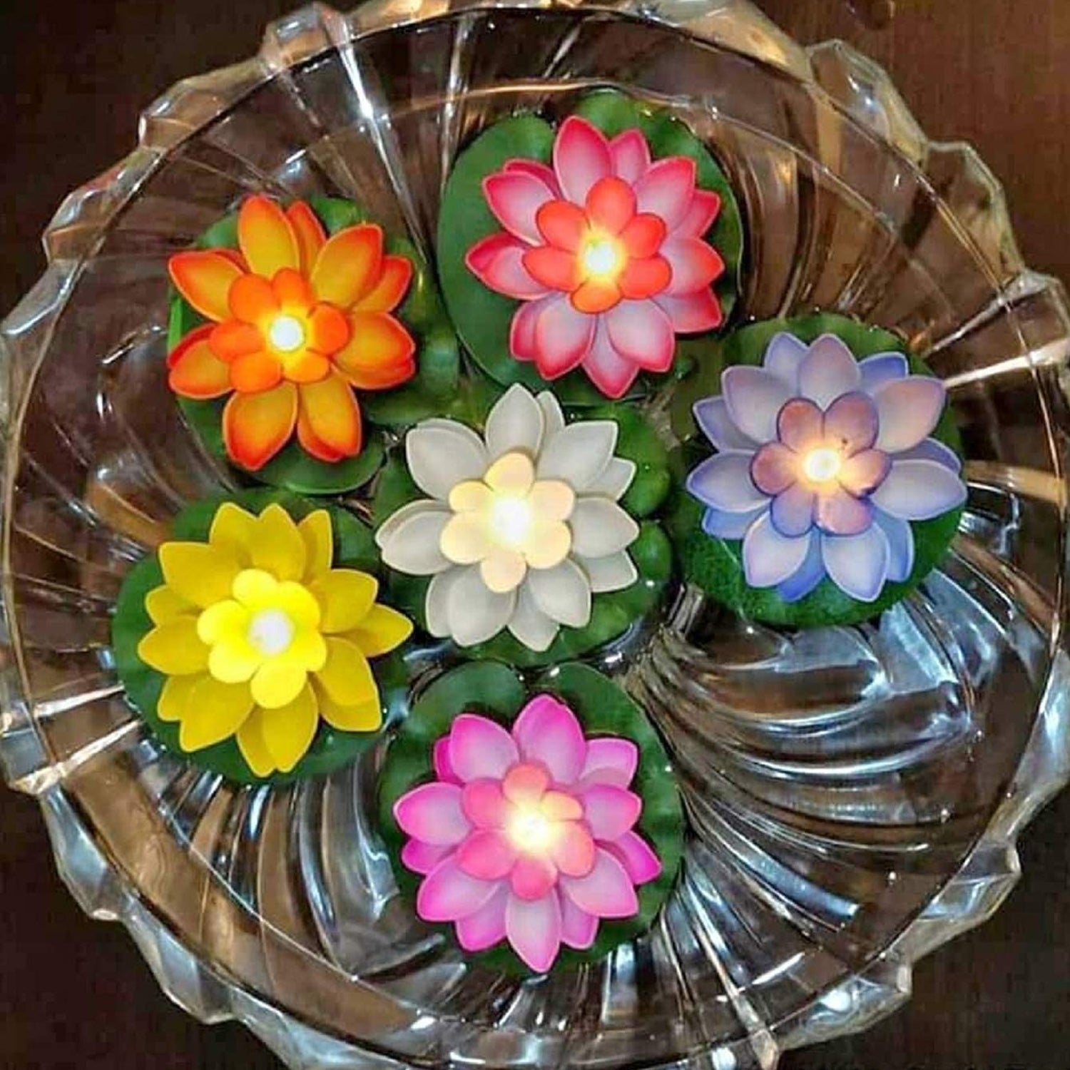 Water Floating Smokeless Candles  Lotus Flowers Sensor Led Tealight For Outdoor And Indoor Decoration - Pack Of 6 Candle Candle (Pack Of 6)