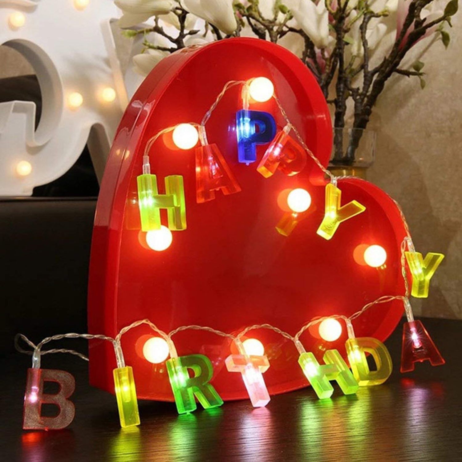 Decorative Plastic Happy Birthday 13 Led Letter Battery Operated String Lights Outdoor String Lights (Multicolour)