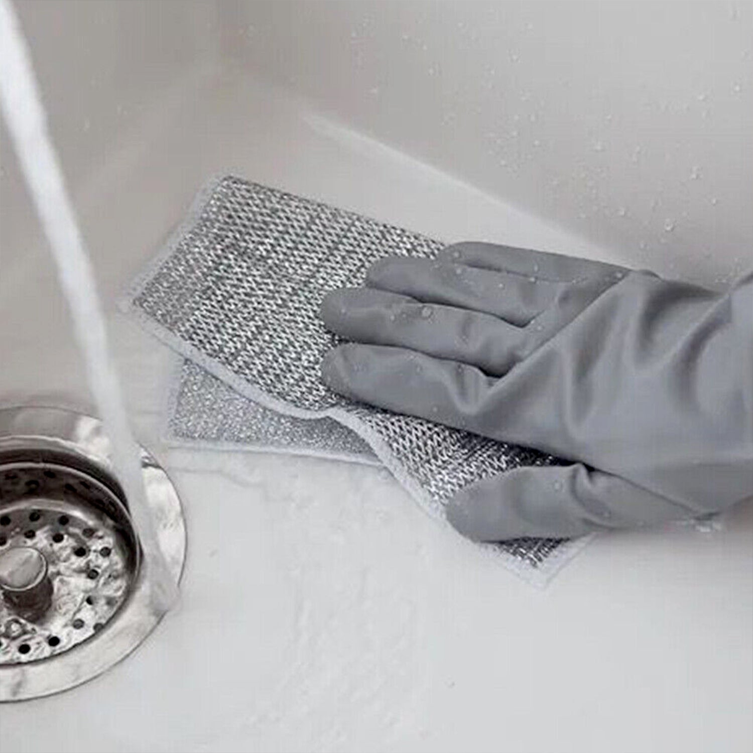 Double-sided Multipurpose Microfiber Cloths Stainless Steel Scrubber Non-scratch Wire Dishcloth Durable Kitchen Scrub Cloth (1 Pc  20x20 Cm)