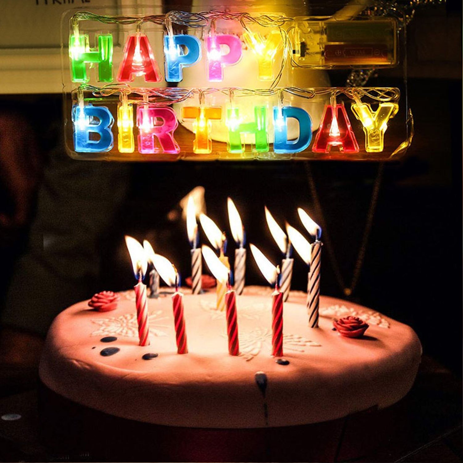 Decorative Plastic Happy Birthday 13 Led Letter Battery Operated String Lights Outdoor String Lights (Multicolour)