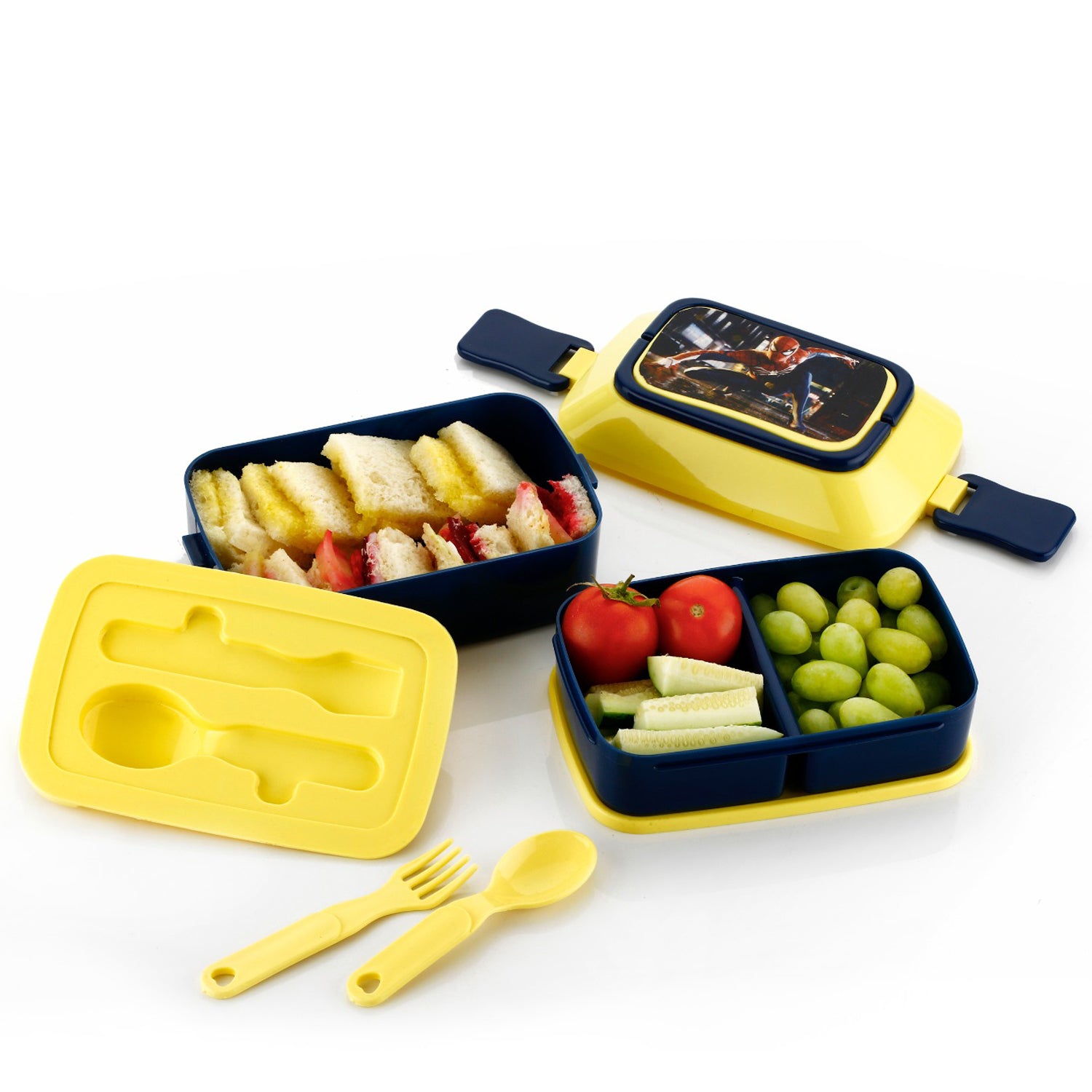 Double Layer Lunch Box Stylish Lid Lunch Box With Fork  Spoon Lunch Box For Children School Lunch Box