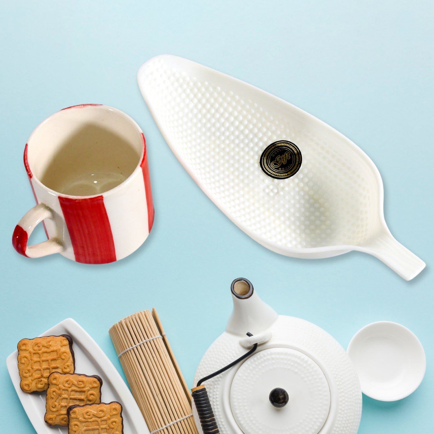 Corn Cafe Ceramic Tea  Cups Set Including Plastic Leaf Shape Serving Platter Milk Cup Coffee Cup Tea Cup Breakfast Cup  Mug Or Outdoor For Household Gift For Birthday (3 Pcs Set)