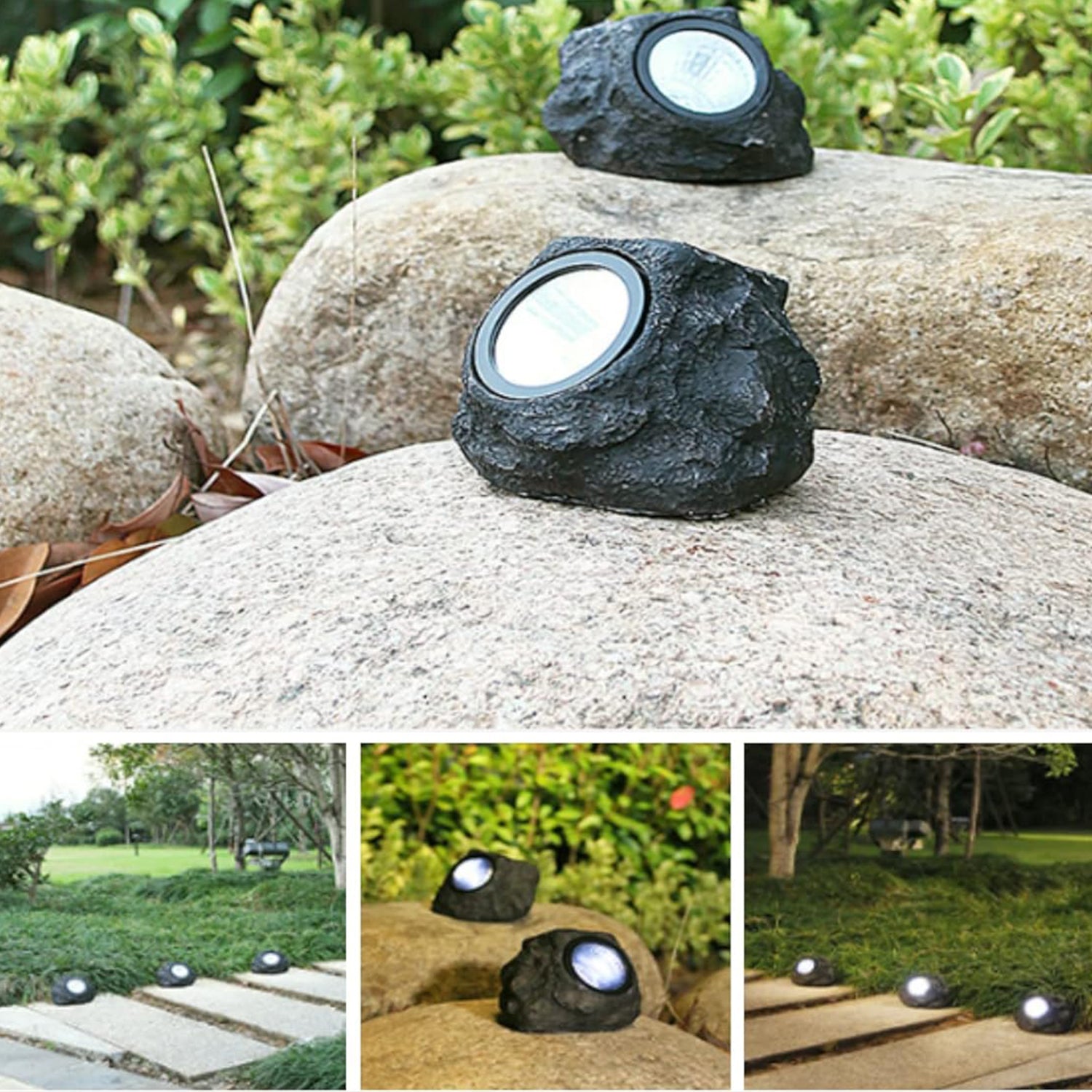 Solar Powered Led Rock Light Solar Powered Led Spotlight Faux Stone For Pathway Landscape Garden Outdoor Patio Yard (1 Pc)