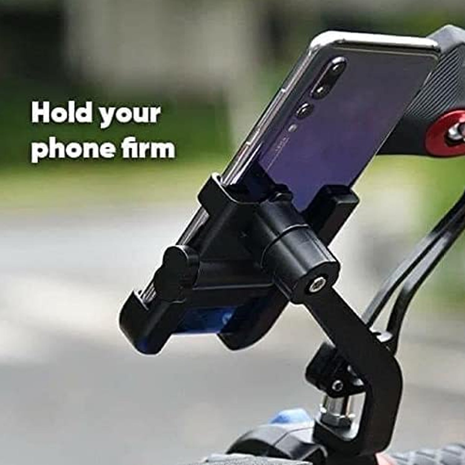 Mobile Phone Holder With Easy Adjustable Rear View Mirror Mount Solid Metal Cradle Stand Suitable For Bike  Mobile Phones