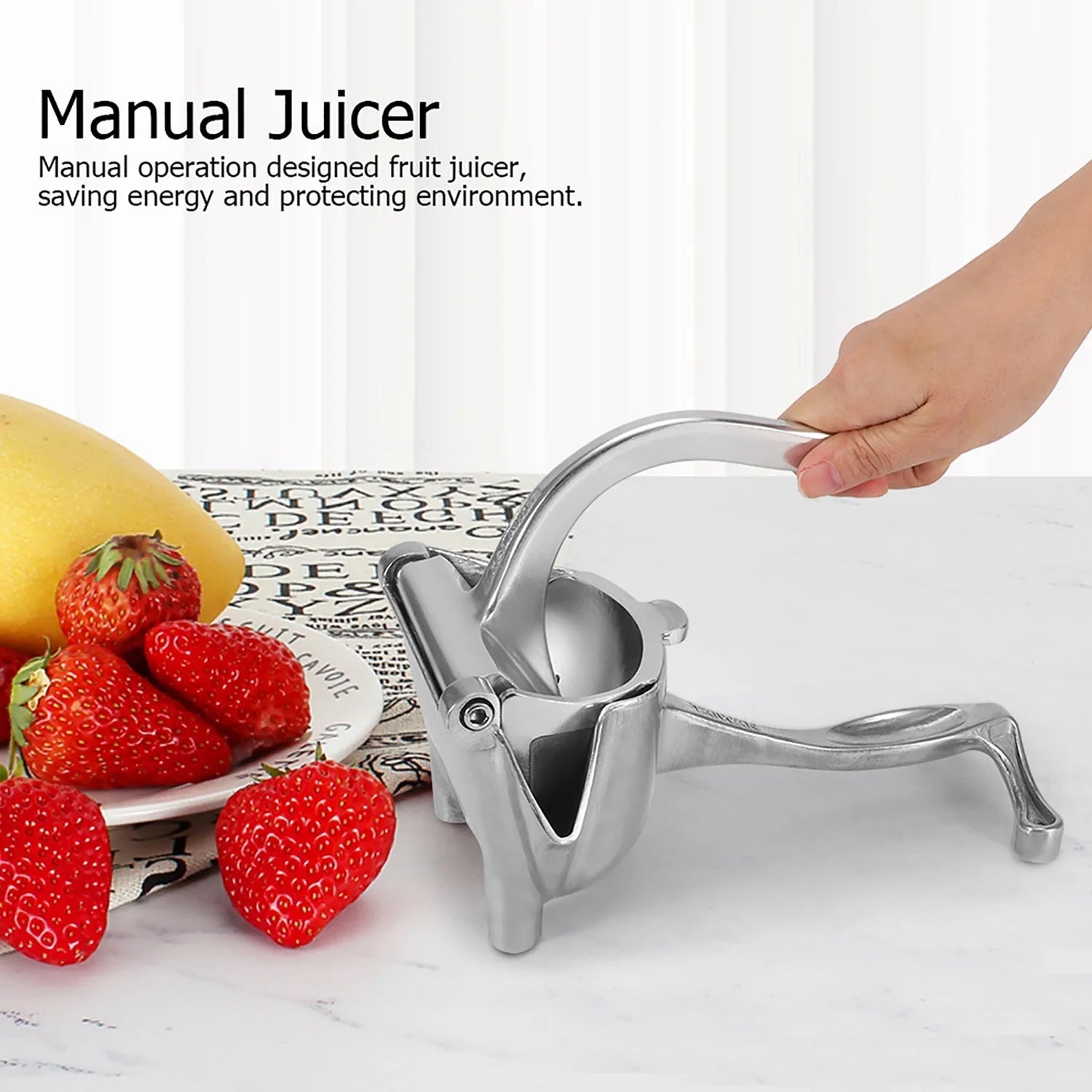 Manual Aluminum Fruit Press Juicer – Heavy-Duty Metal Hand Juicer