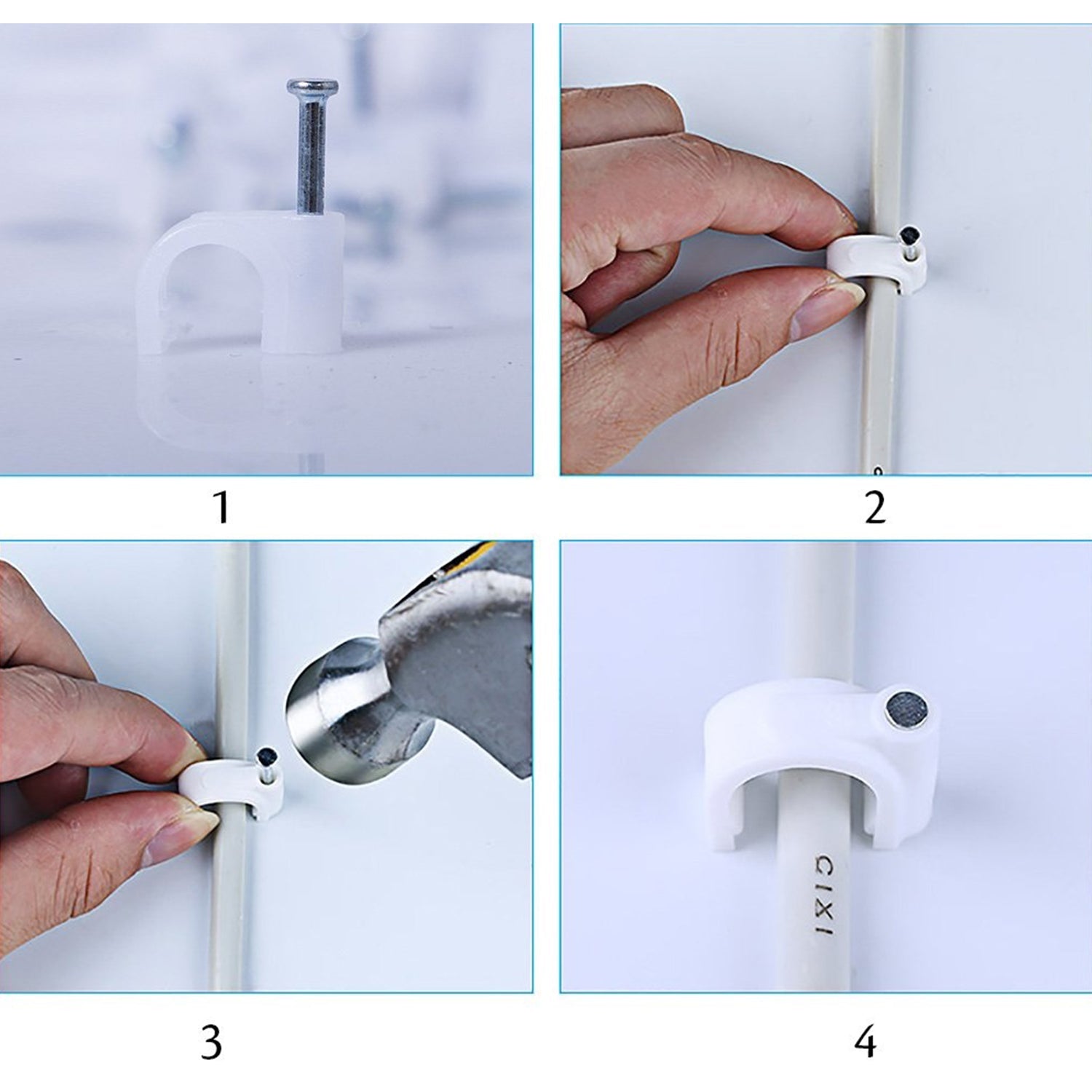 100 Pc 6 Mm Cable Clip Used In All Kinds Of Wires To Make Them Stuck And Holed In Walls Etc.
