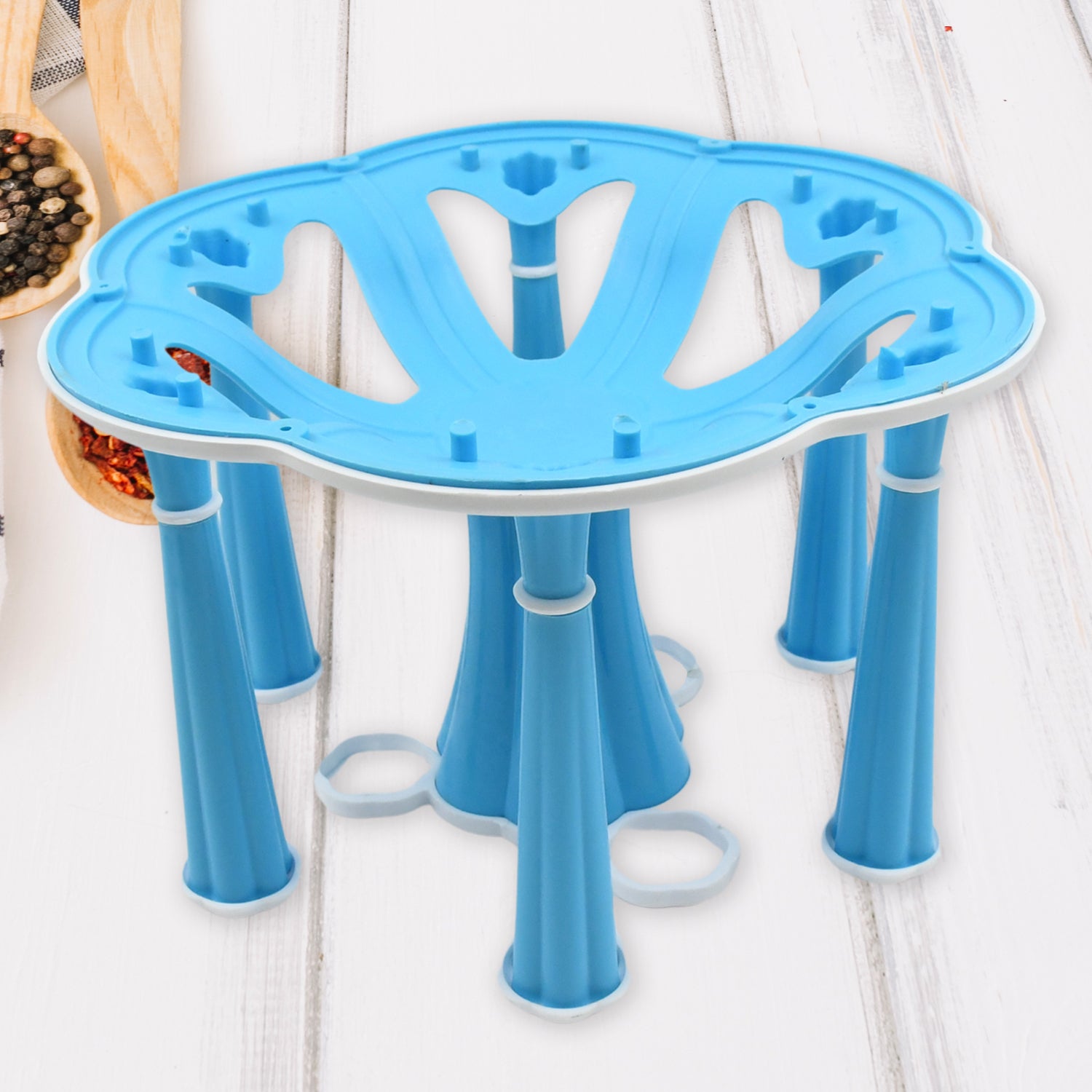 Miracle Plastic Glass Stand  Tumbler Holder  Glass Holder For Kitchen  Dining Table 6 Glasses Stand With 3 Pepper Salt (Moq - 2 Pcs)