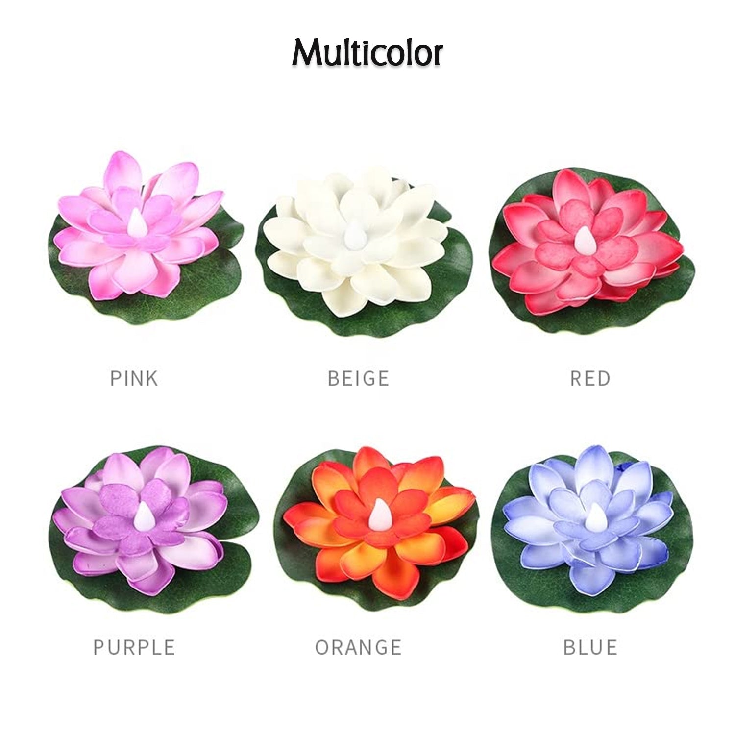 Water Floating Smokeless Candles  Lotus Flowers Sensor Led Tealight For Outdoor And Indoor Decoration - Pack Of 6 Candle Candle (Pack Of 6)