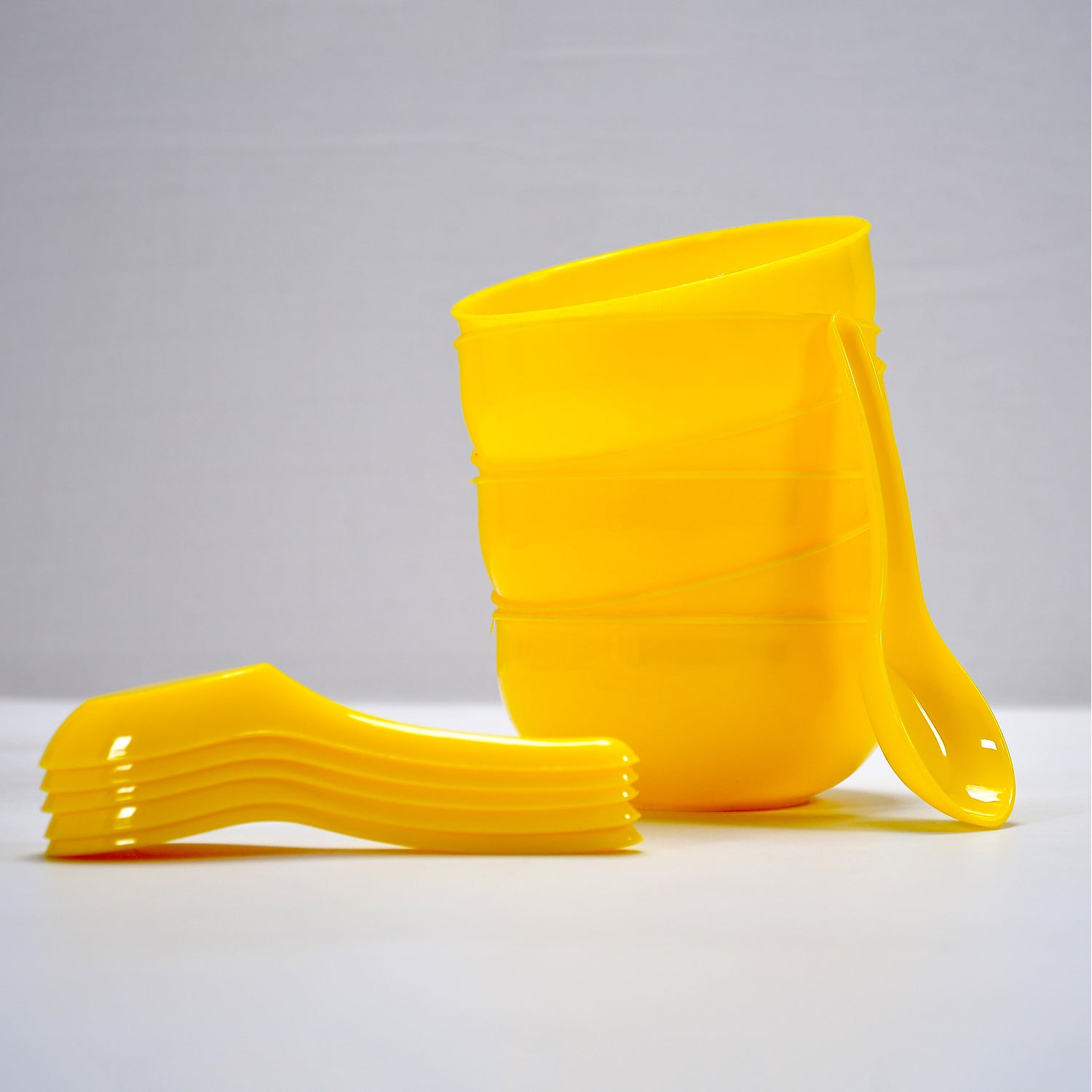 Soup Bowl Spoon Set Plastic For Kitchen  Home Use