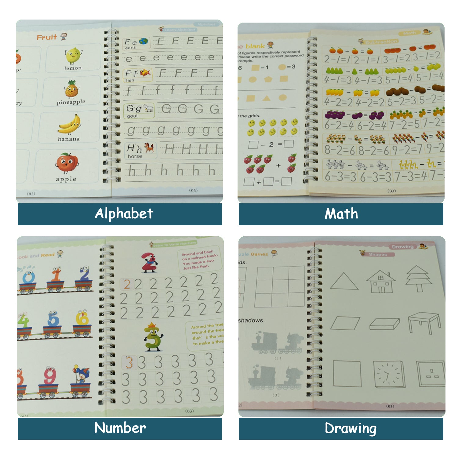 4 Pc Magic Copybook Widely Used By Kids Childrens And Even Adults Also To Write Down Important Things Over It While Emergencies Etc.