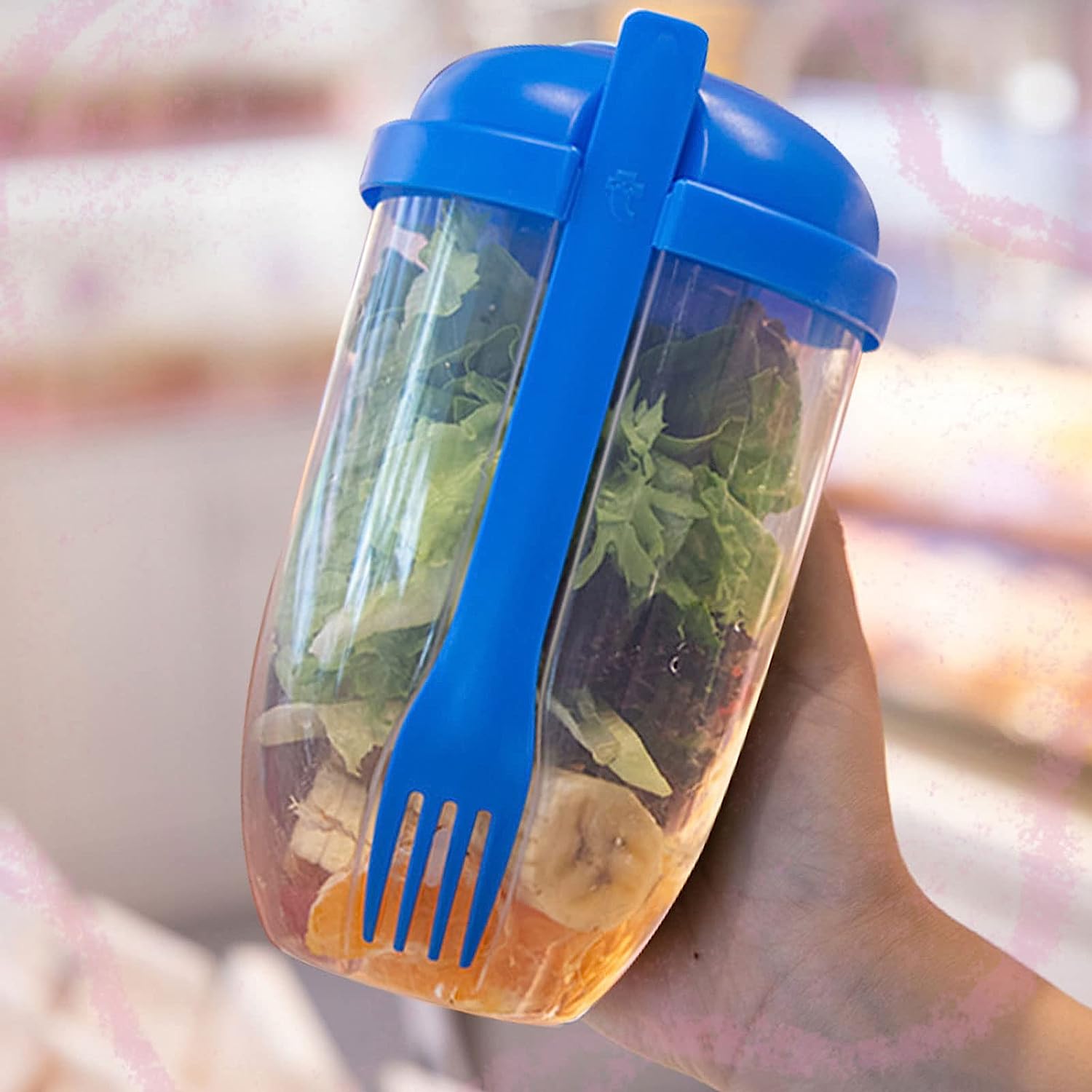 Fruit And Vegetable Salad Cups Easy Clean Salad Mixing Cup For Business People For Business Travel (1pc)