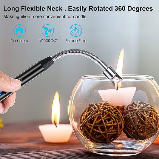 Electric Lighter for Candles Rechargeable Electric Gas Lighter/Plasma Lighter Flameless Windproof USB Lighter 360deg Flexible Neck Arc Lighter (Multicolor)