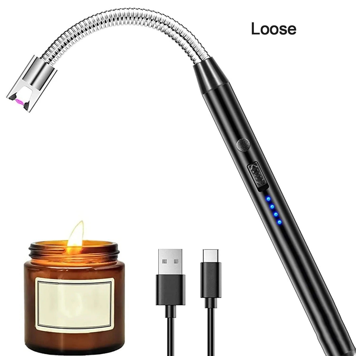 Electric Lighter for Candles Rechargeable Electric Gas Lighter/Plasma Lighter Flameless Windproof USB Lighter 360deg Flexible Neck Arc Lighter (Multicolor)