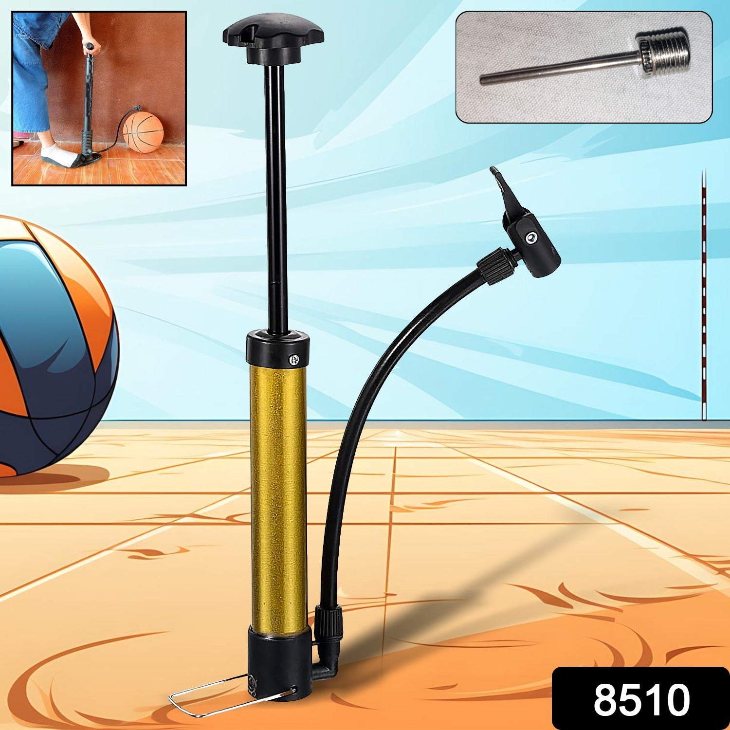 Mini Hand Air Ball Pump With 1 Pin Metal Portable High Pressure Air Pump Mini Basketball Inflator For Balls Basketball Soccer Volleyball Football Inflatable And More (1 Pc)