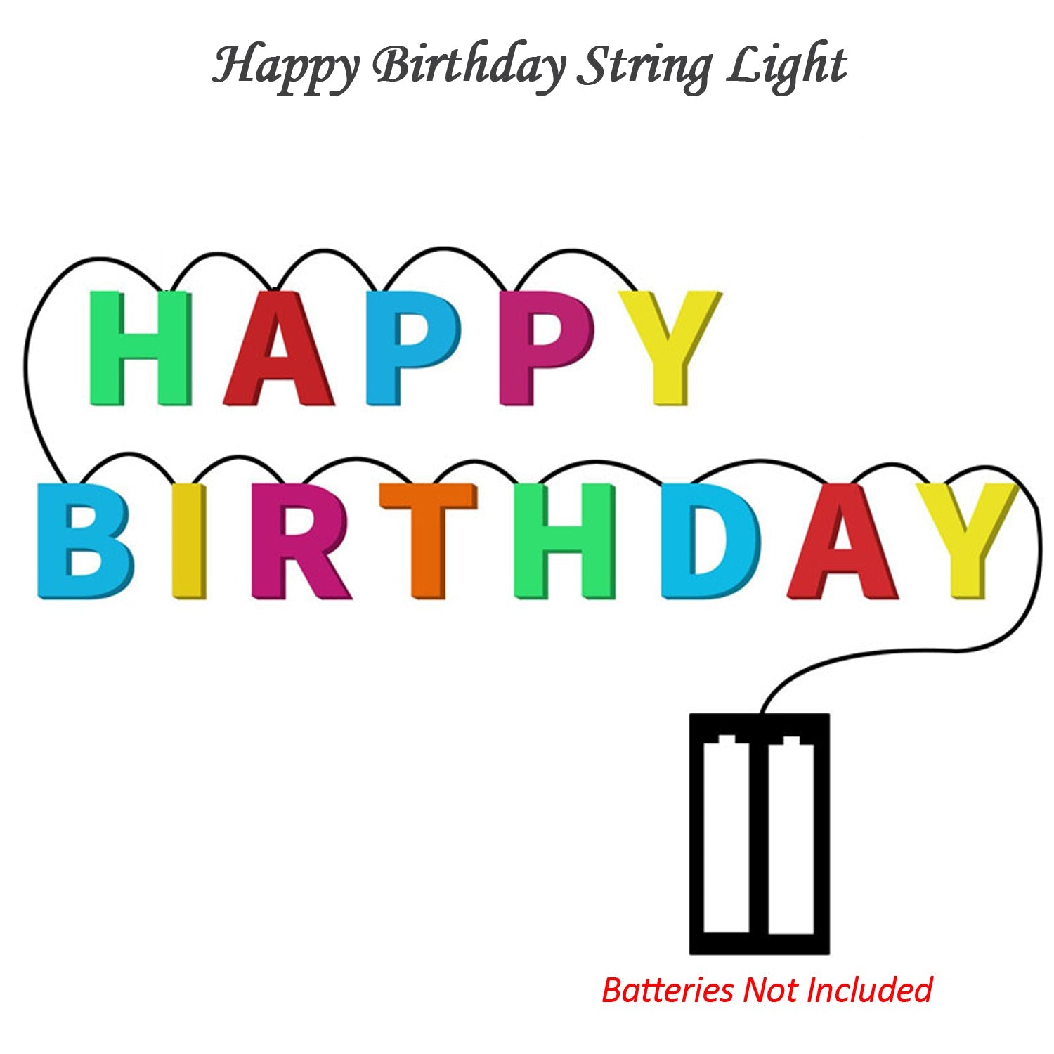 Decorative Plastic Happy Birthday 13 Led Letter Battery Operated String Lights Outdoor String Lights (Multicolour)