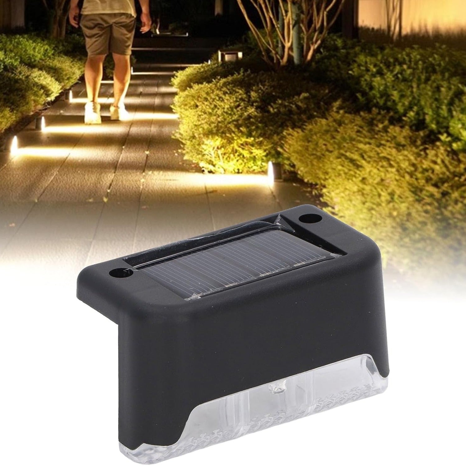 Solar Decorative Lights Waterproof Durable Garden Atmosphere Lights Stair Lights Railing Lights Step Steps Lights For Outdoor Patio Courtyard Stair Step Fence Patio Stairsyard Garden Pathway ( 4 Pc Set)